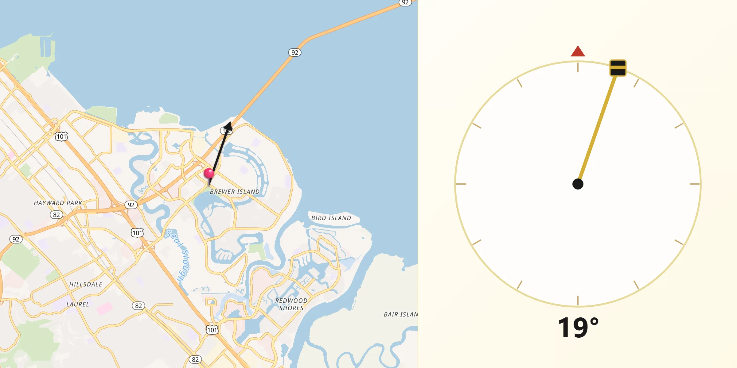Qibla Direction from Foster City