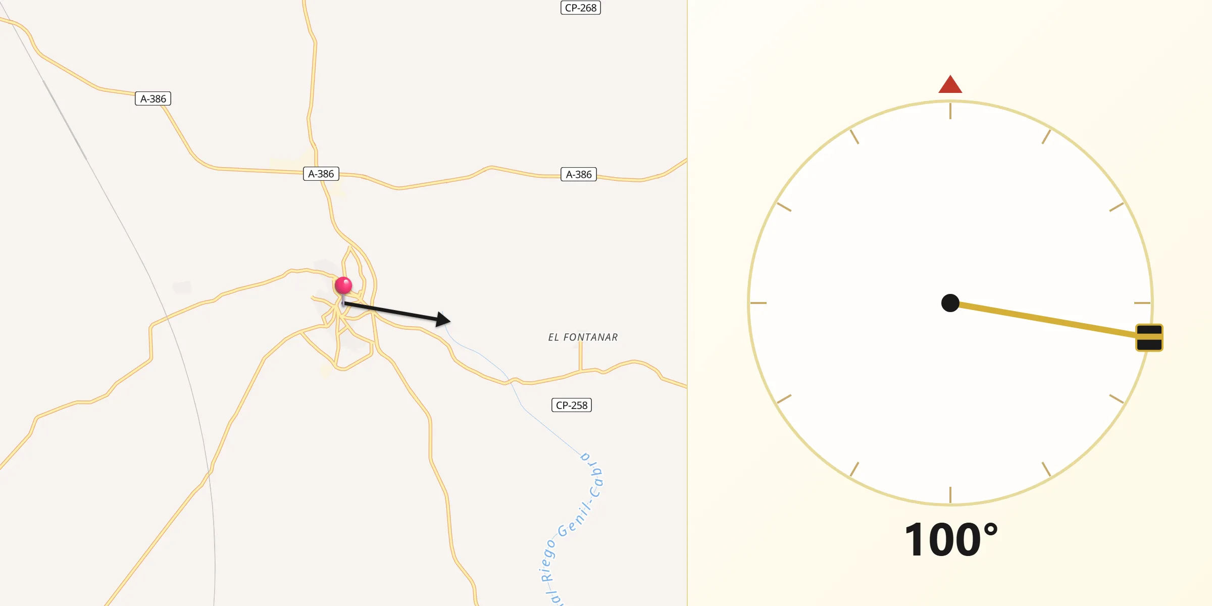 Dirección de la Qibla desde Santaella