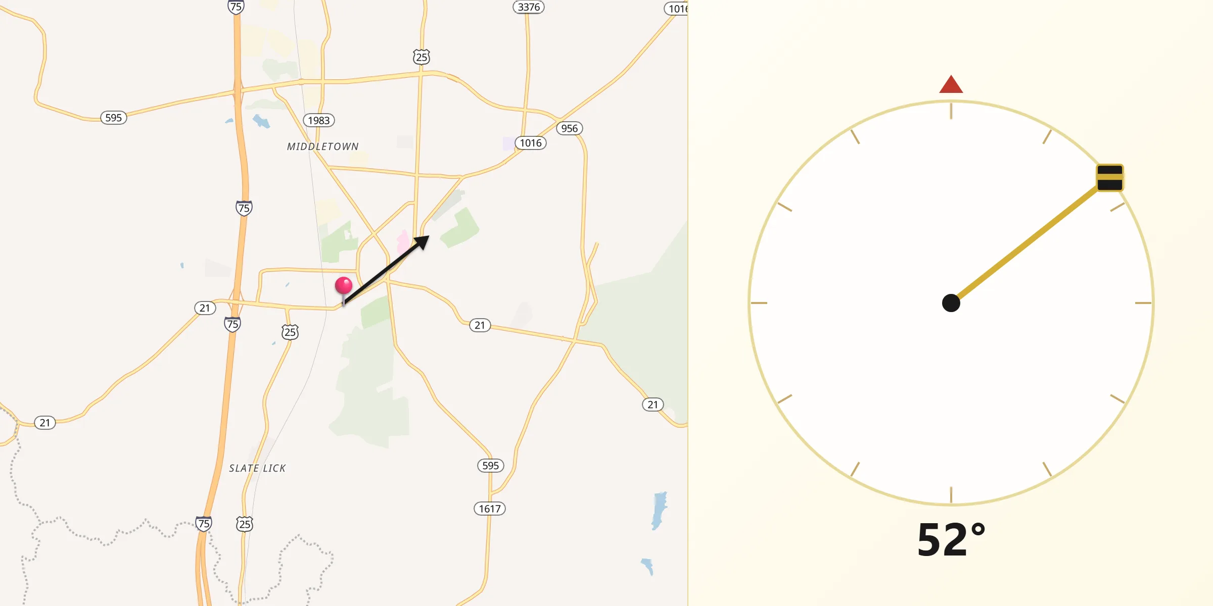 Qibla Direction from Berea