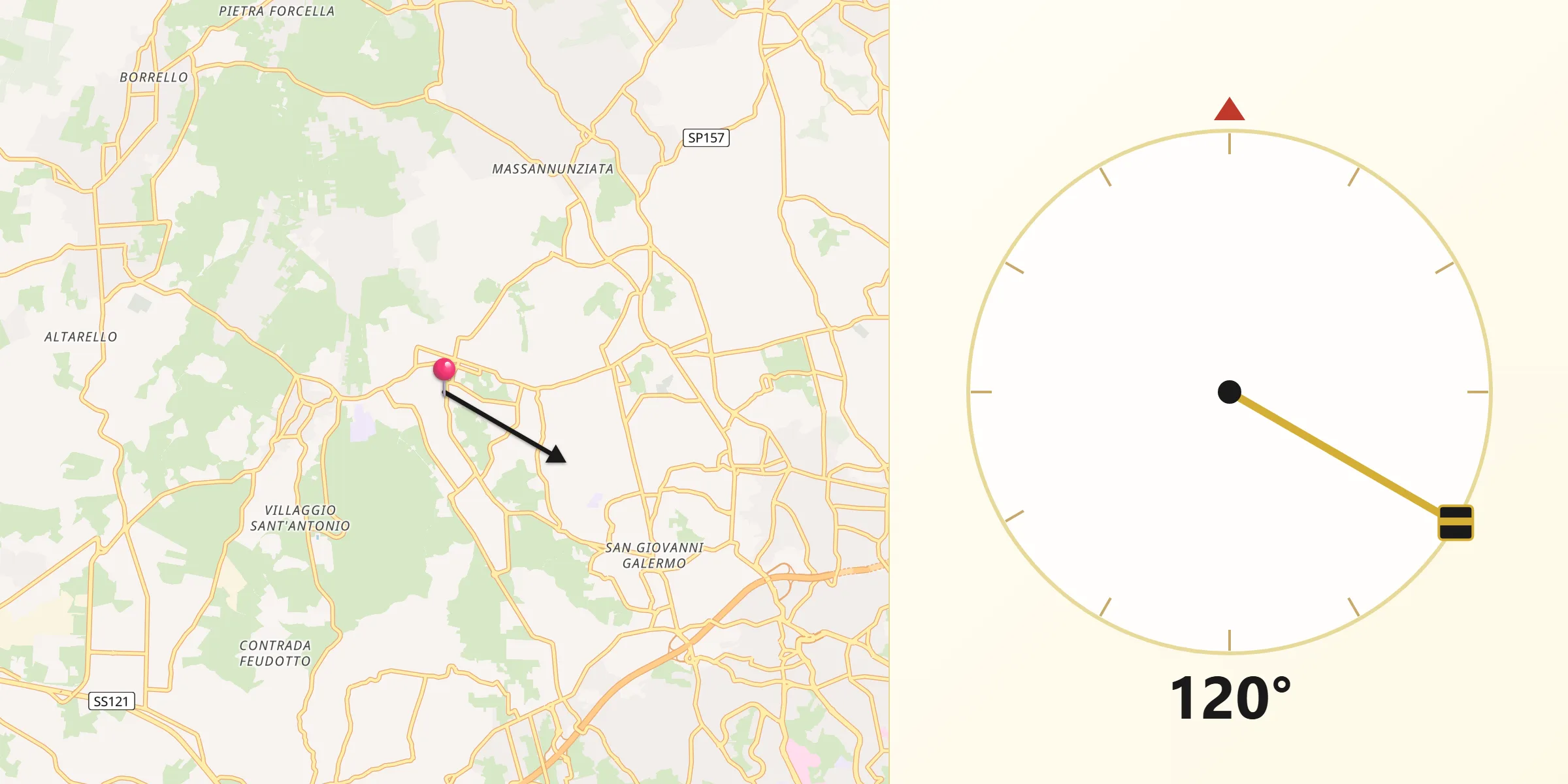 Direzione della Qibla da San Pietro Clarenza