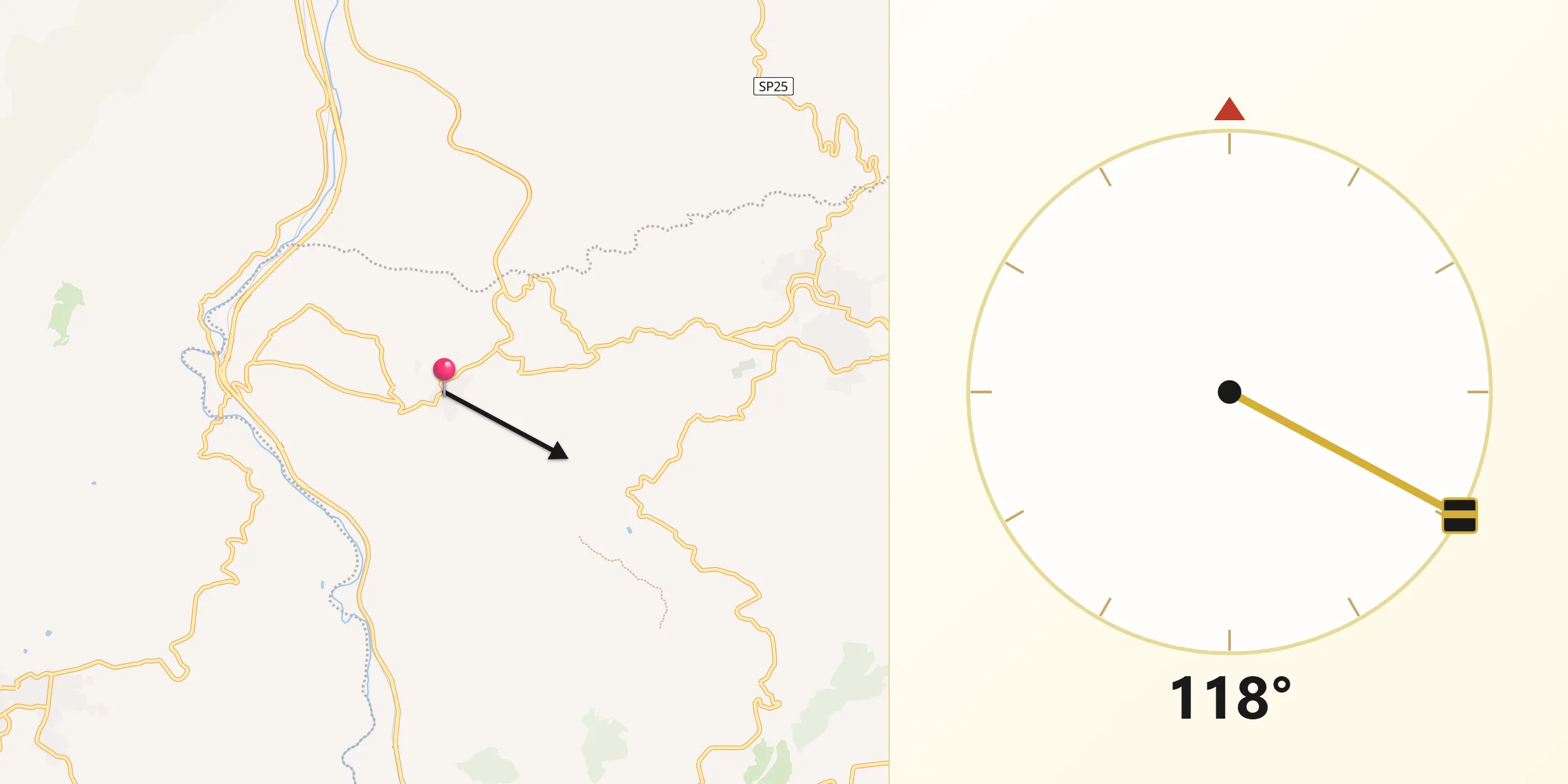 Direzione della Qibla da Acquaviva Platani