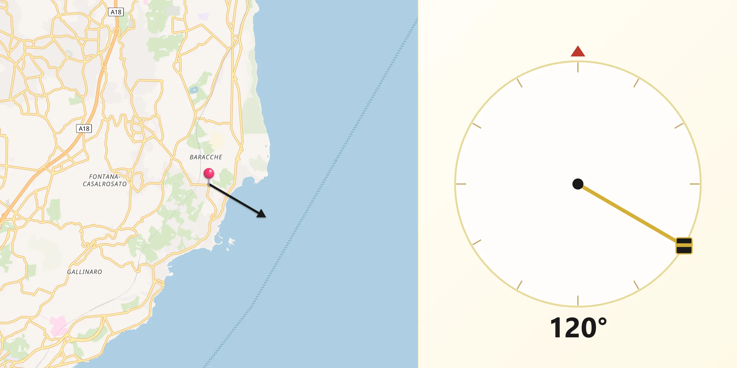 Direzione della Qibla da Vambolieri
