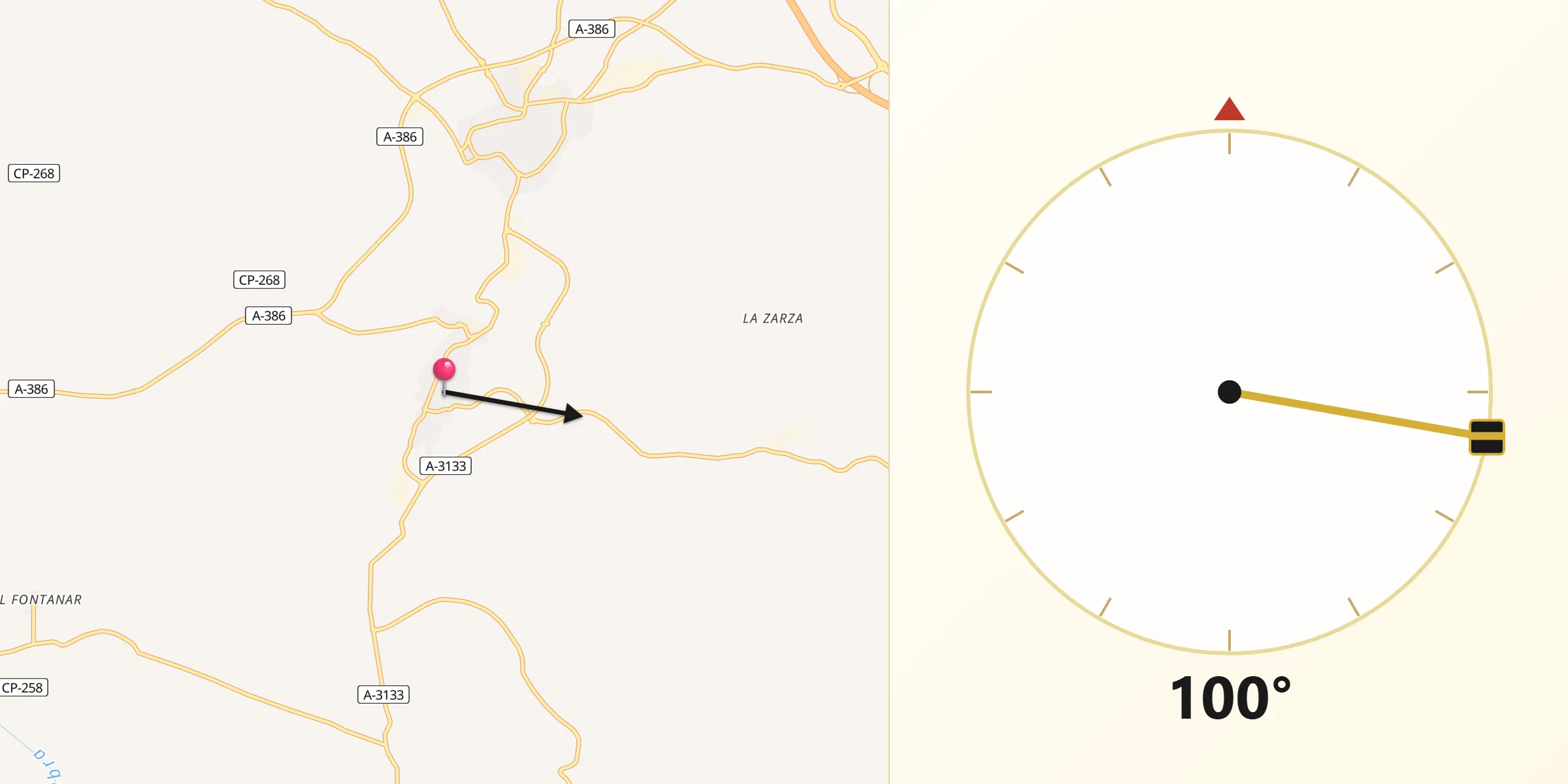 Dirección de la Qibla desde Montalbán de Córdoba