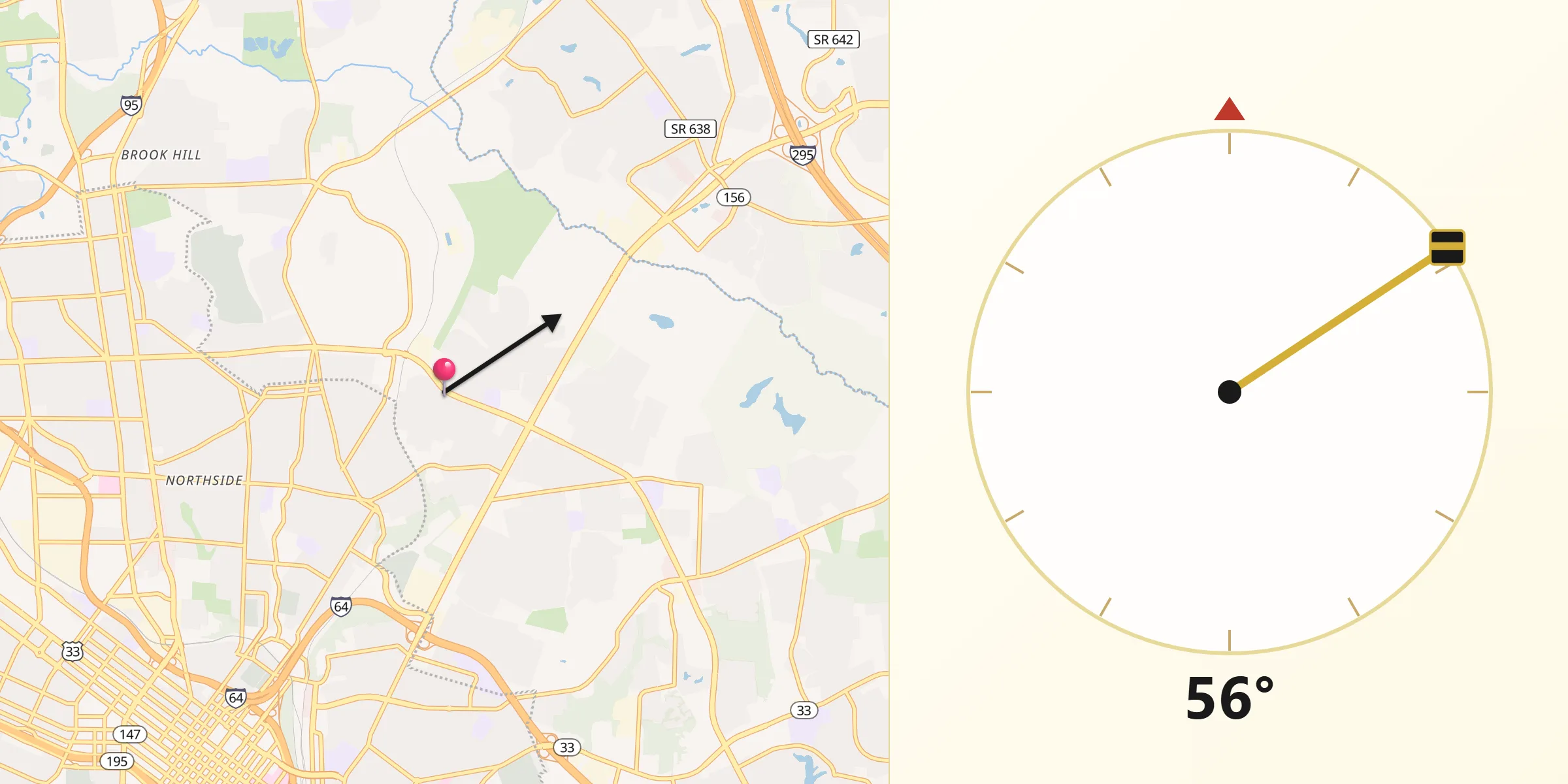 Qibla Direction from East Highland Park