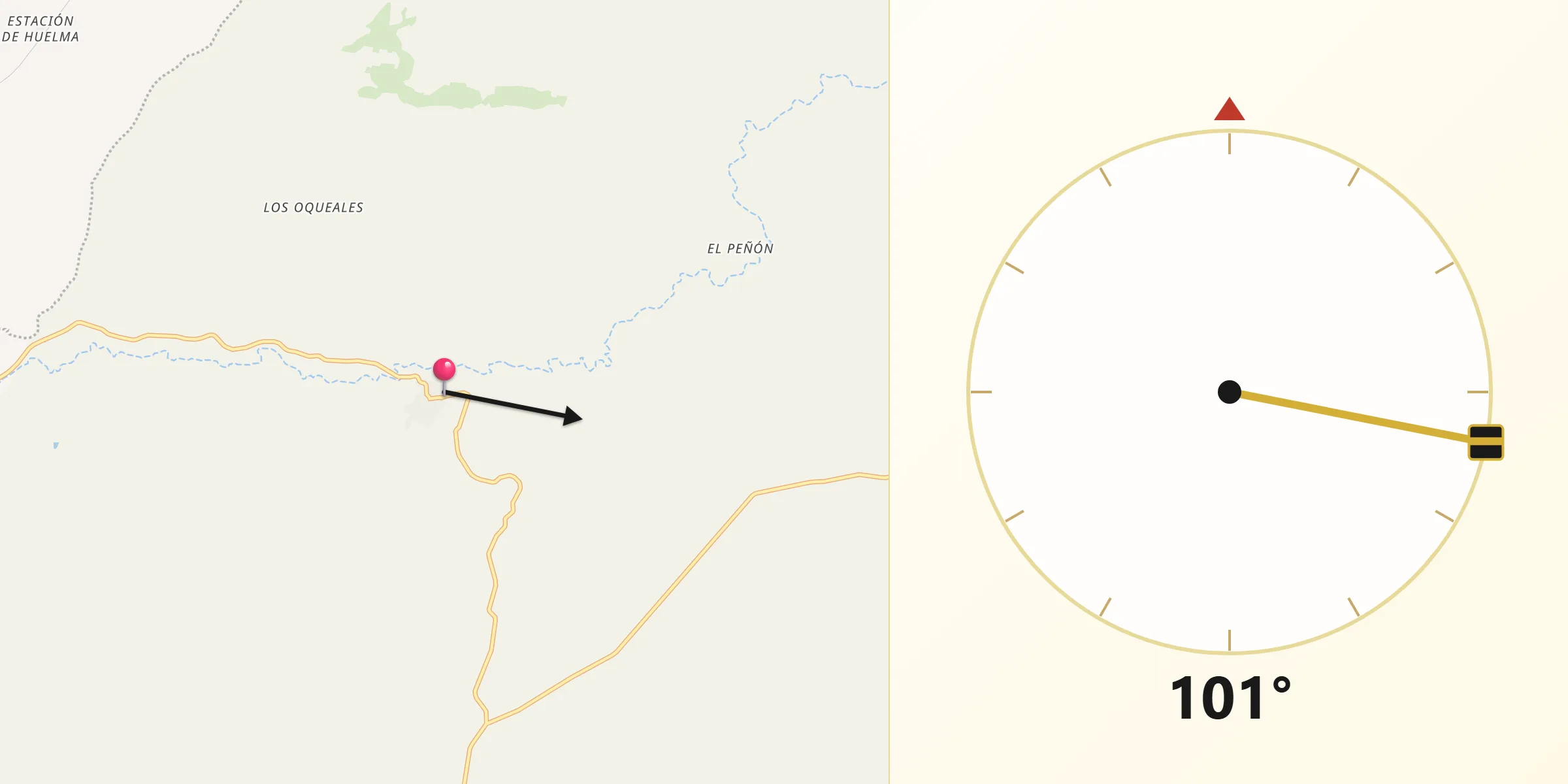 Dirección de la Qibla desde Alamedilla