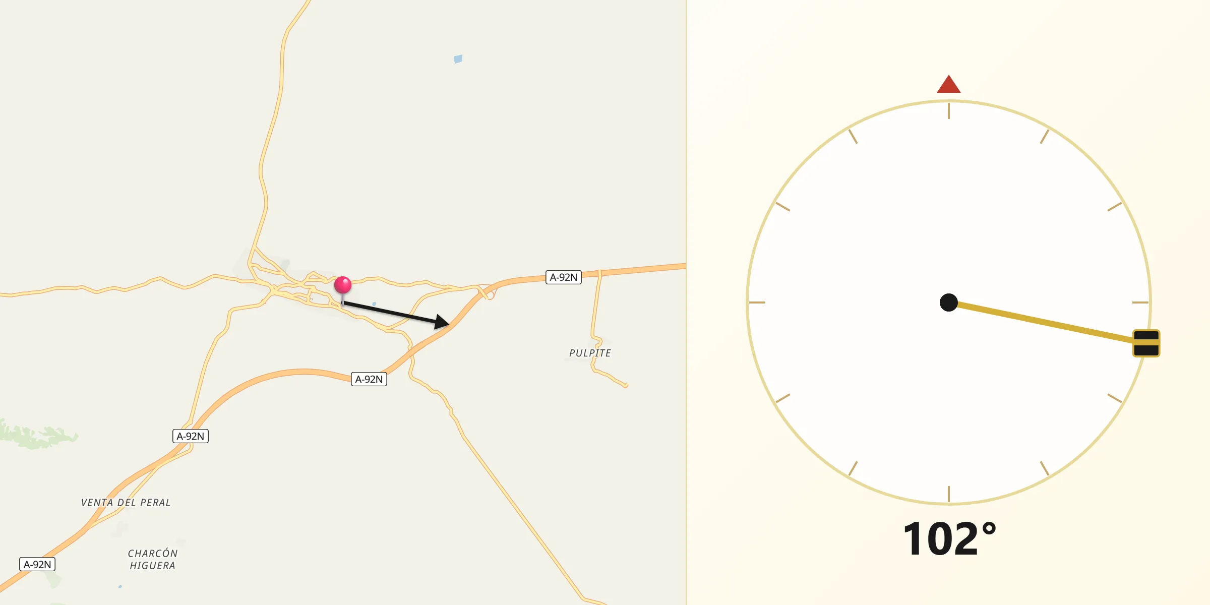 Dirección de la Qibla desde Cúllar