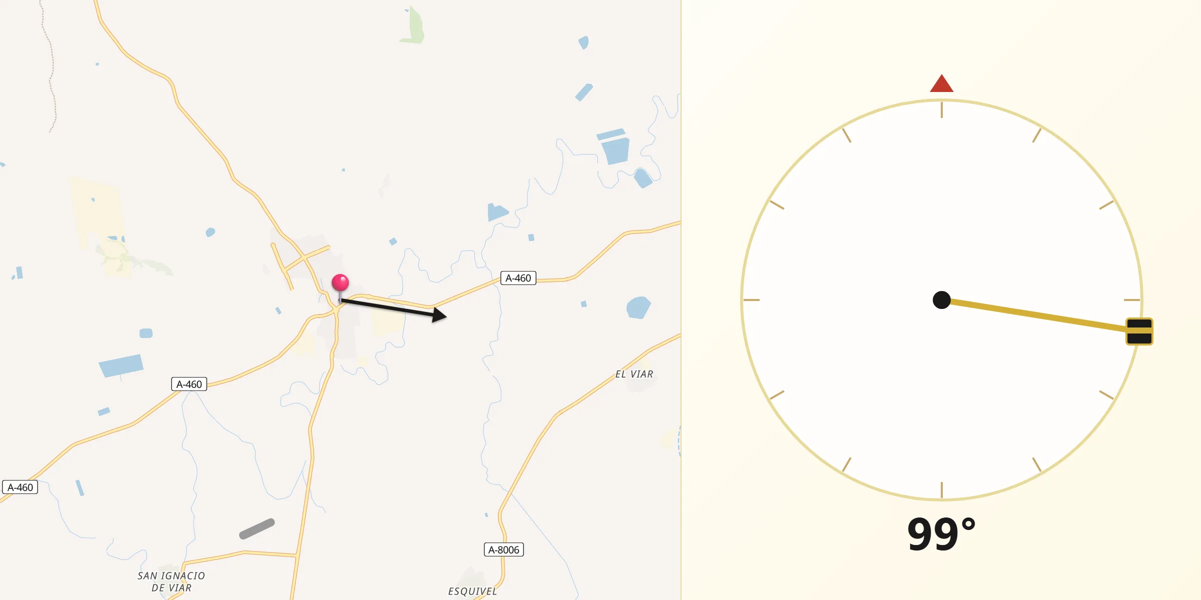 Dirección de la Qibla desde Burguillos