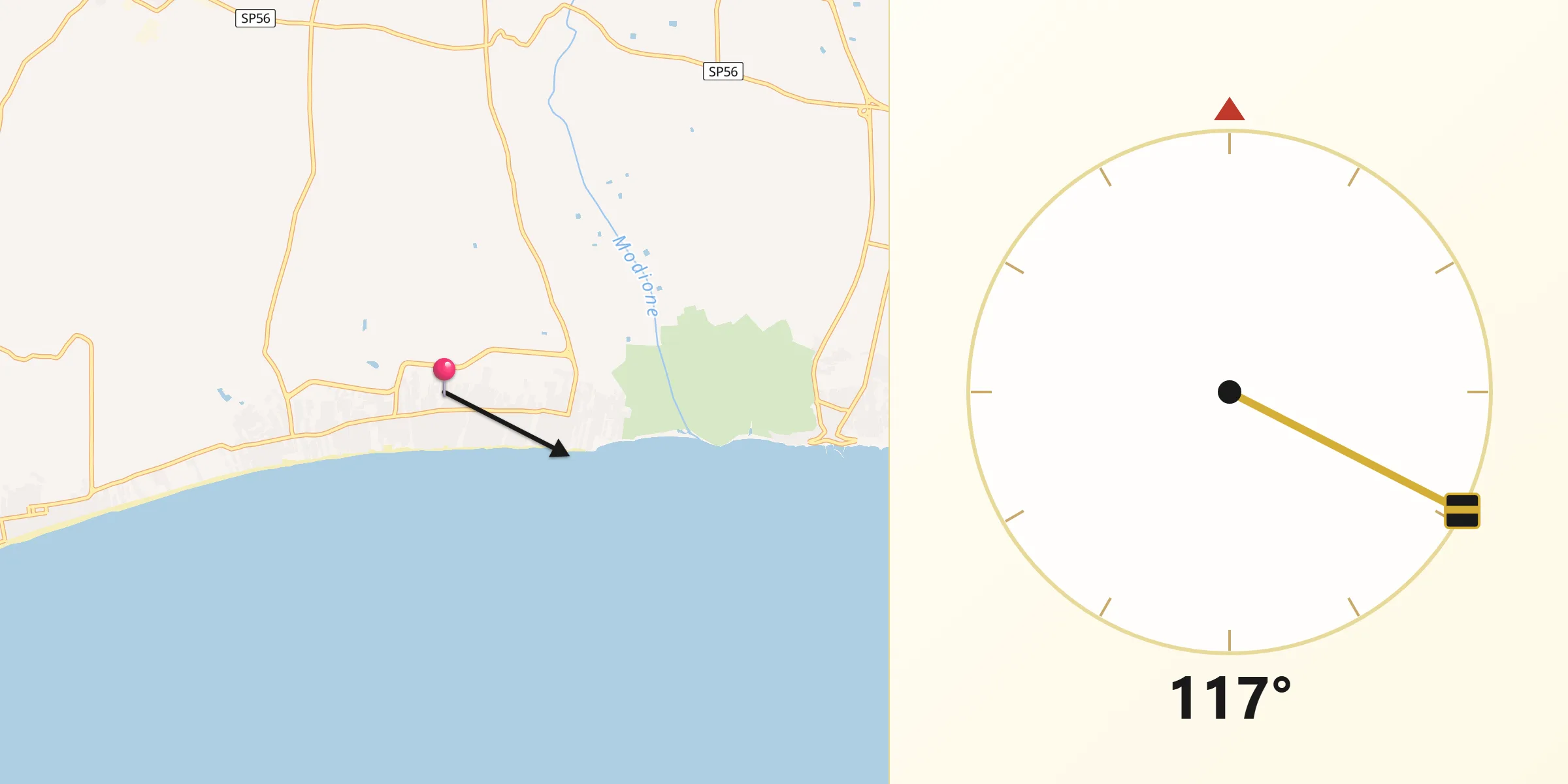 Direzione della Qibla da Triscina