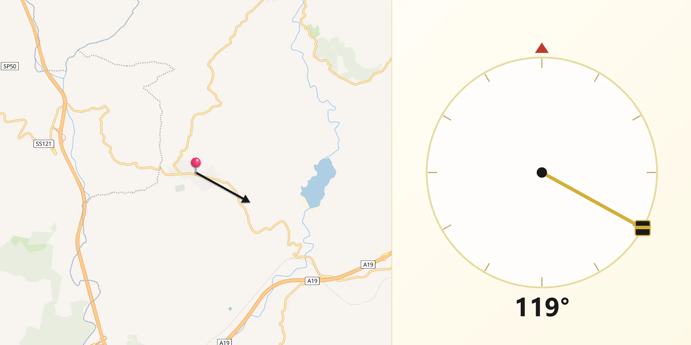 Direzione della Qibla da Villarosa