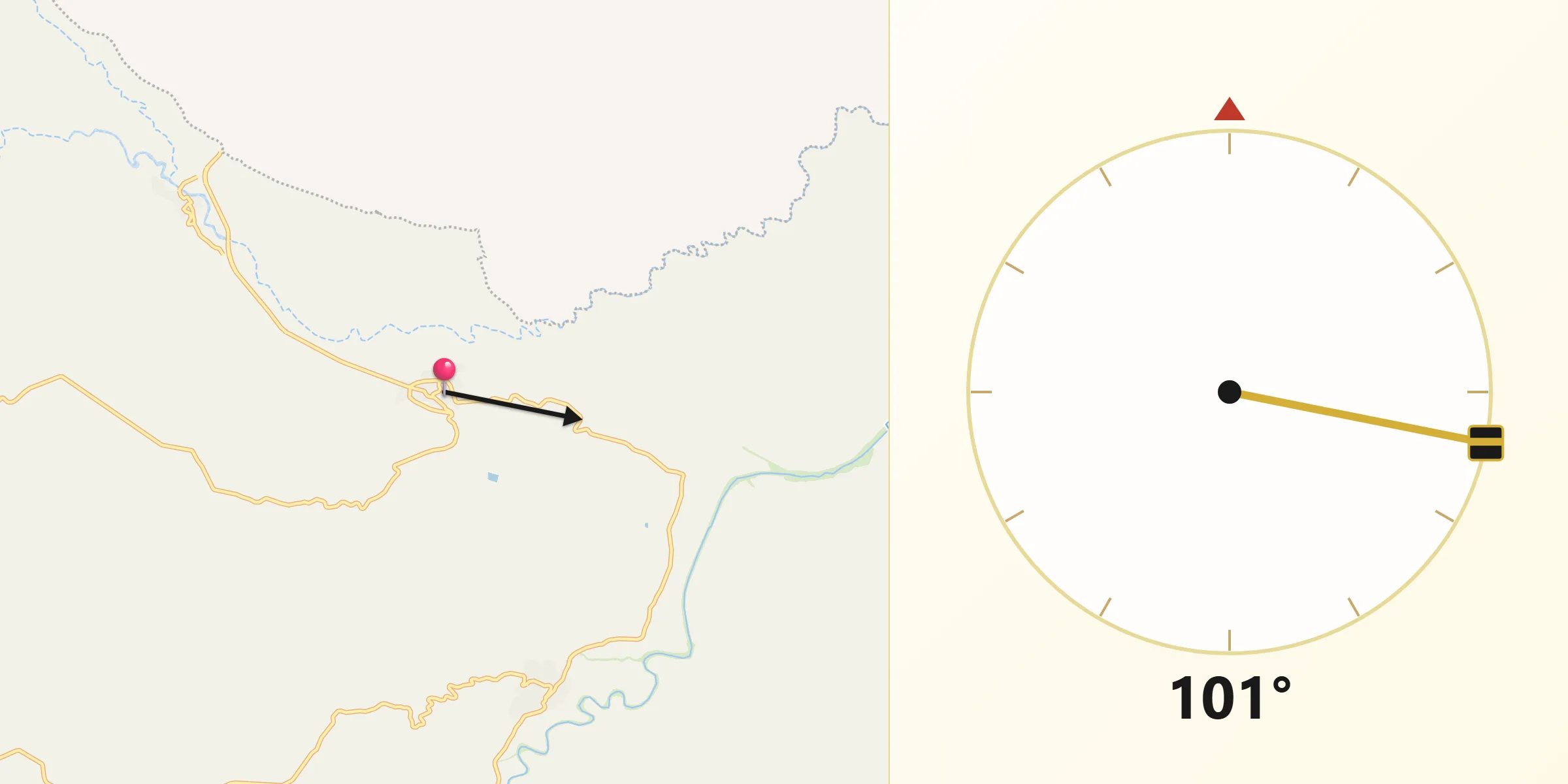 Dirección de la Qibla desde Dehesas de Guadix