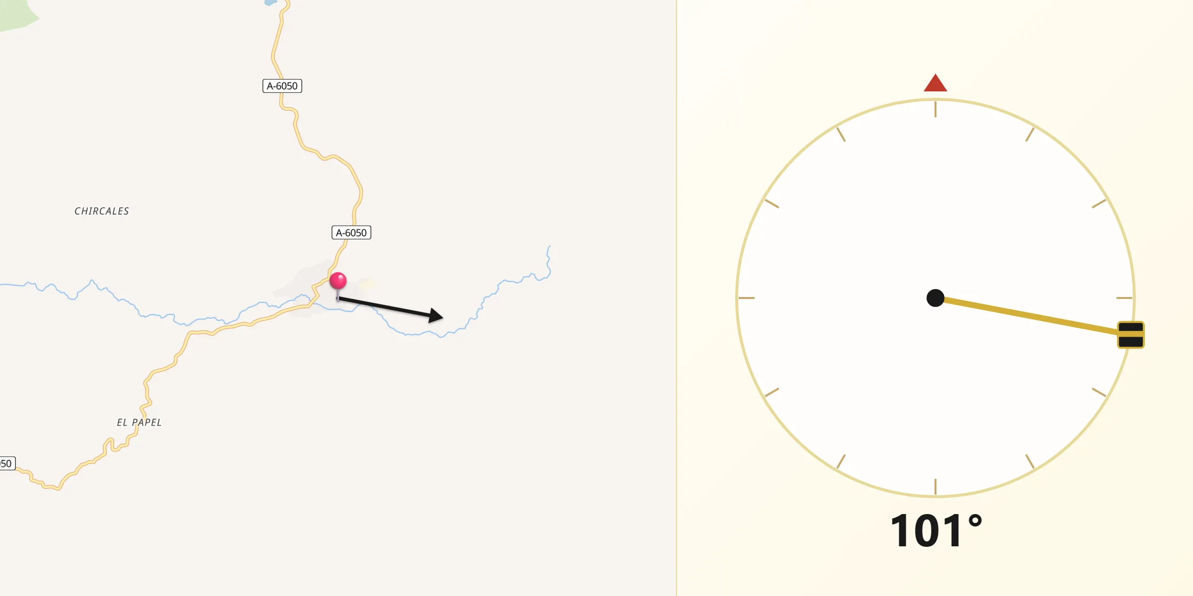 Dirección de la Qibla desde Valdepeñas de Jaén