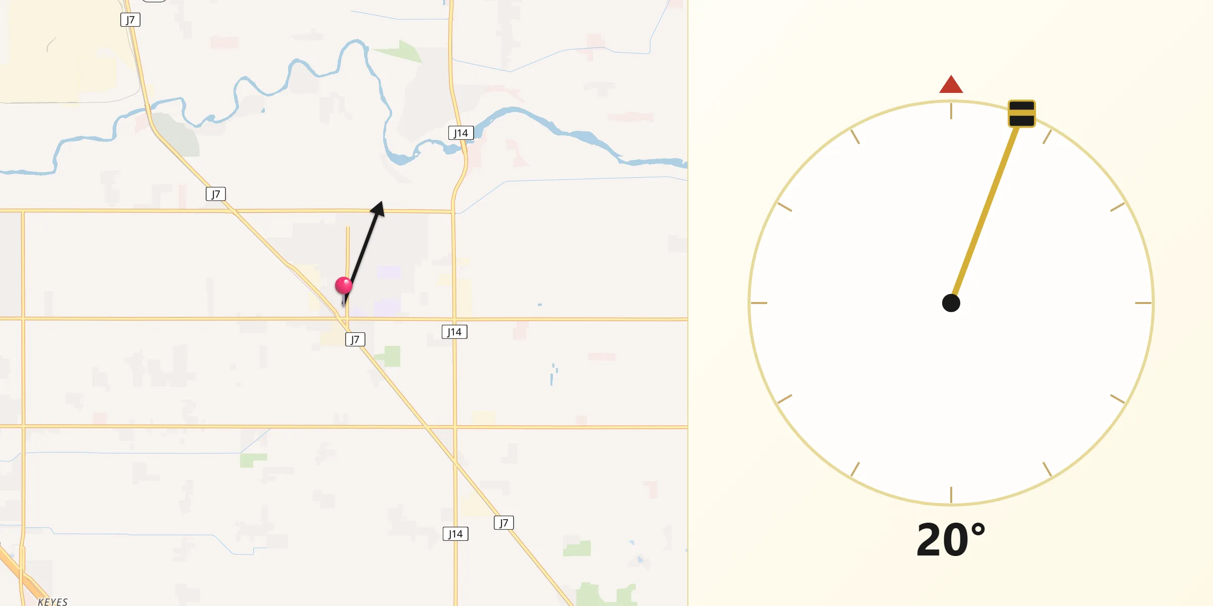 Qibla Direction from Hughson