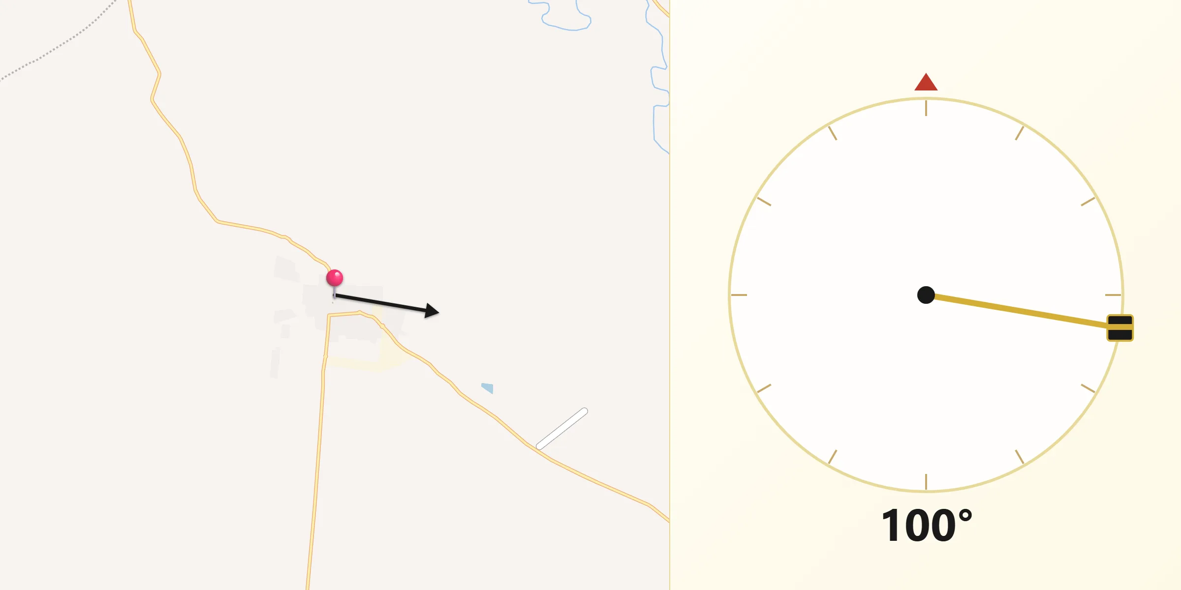 Dirección de la Qibla desde Cañada Rosal