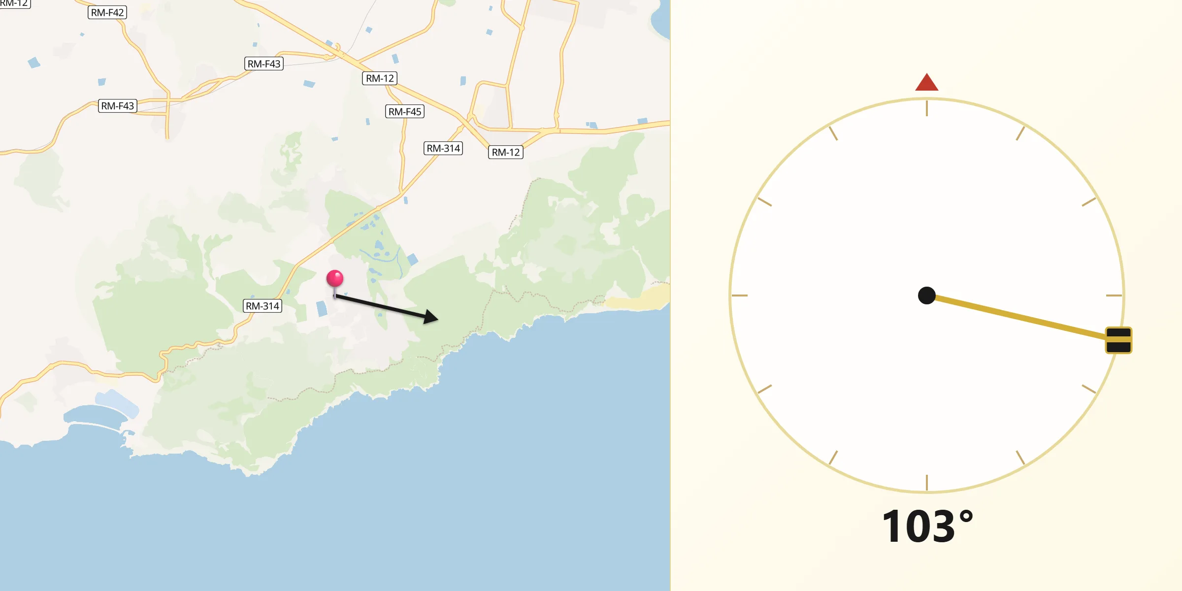 Dirección de la Qibla desde Atamaría