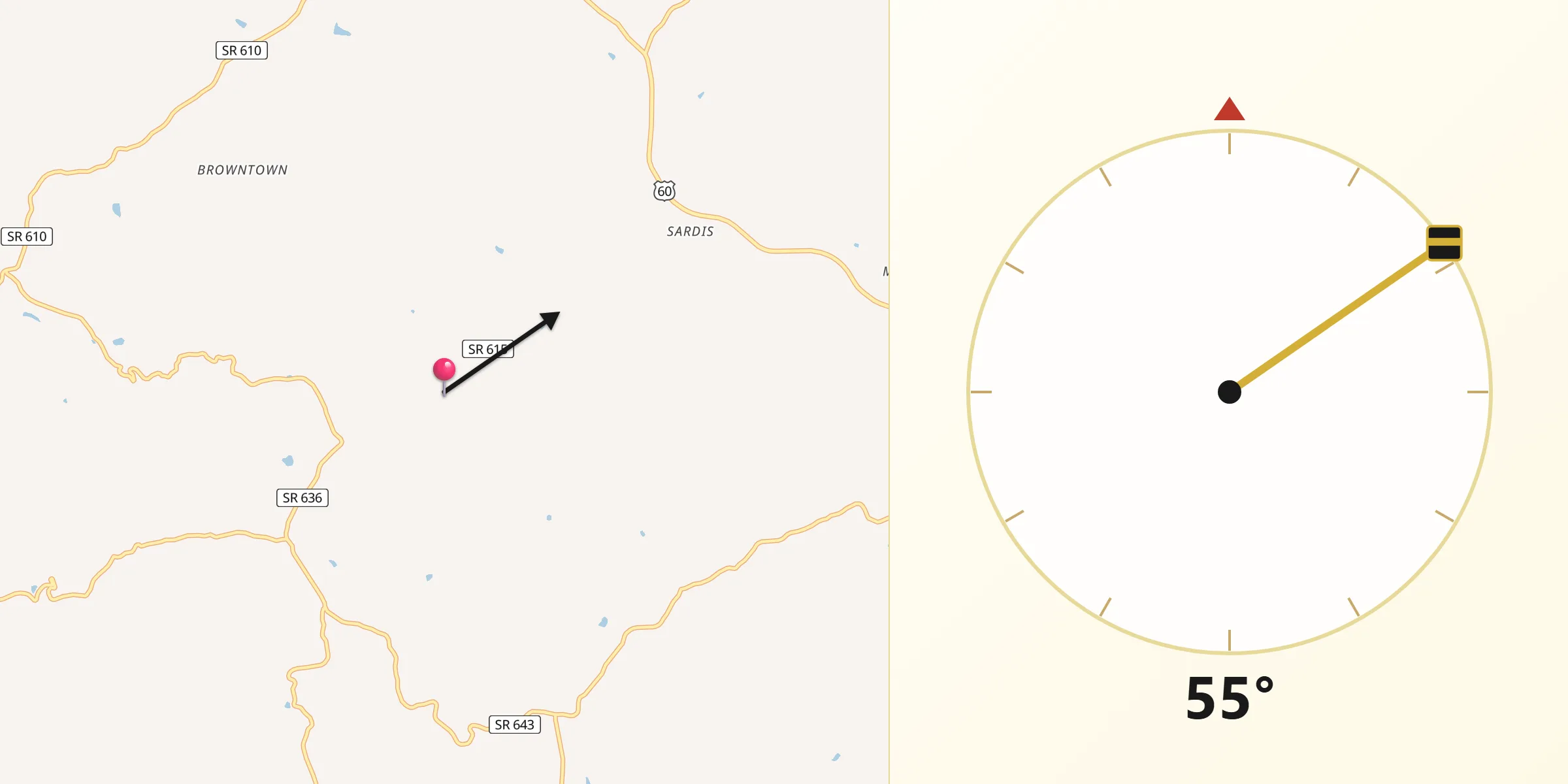 Qibla Direction from Amherst County