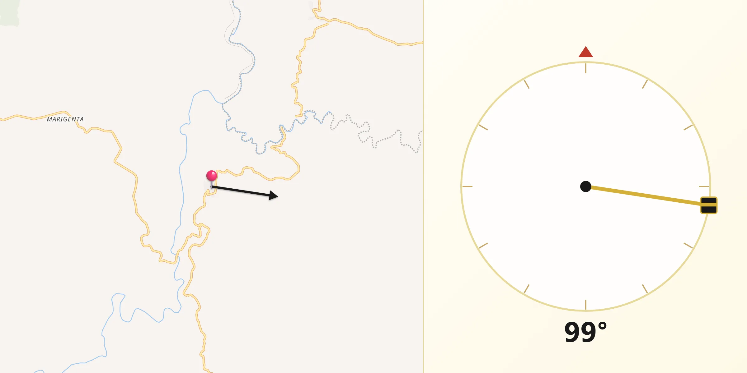 Dirección de la Qibla desde Berrocal