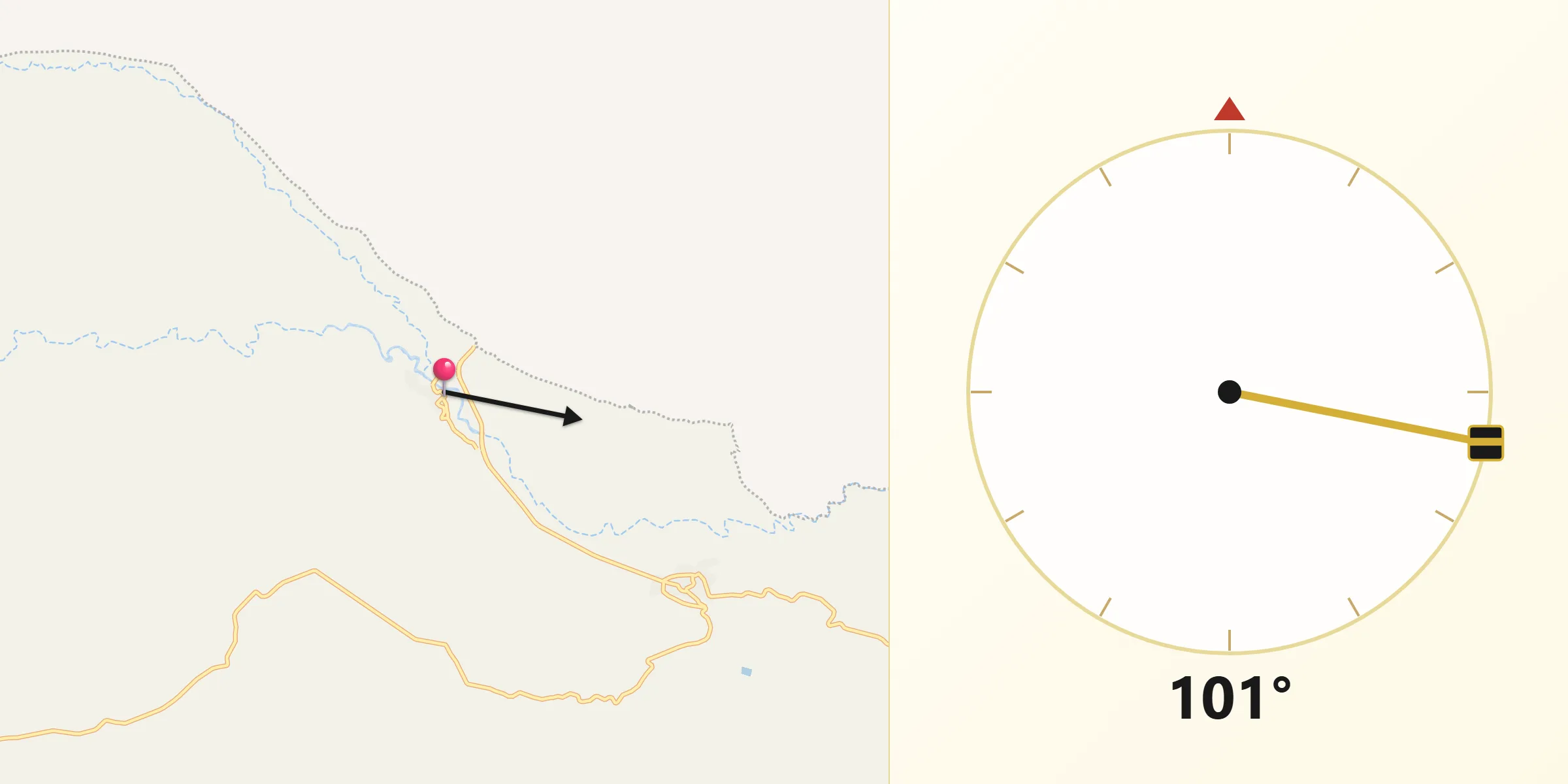 Dirección de la Qibla desde Alicún de Ortega