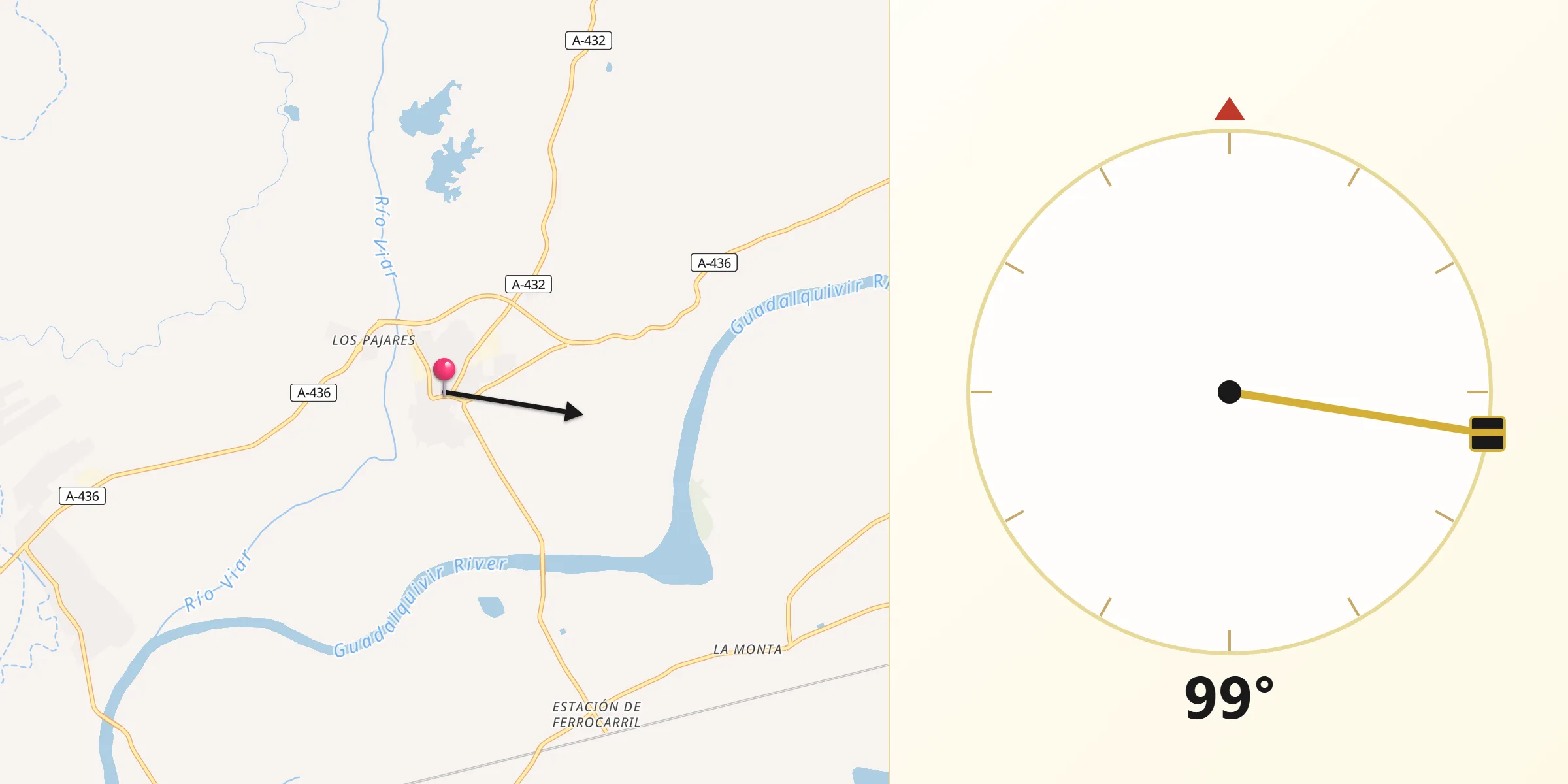 Dirección de la Qibla desde Cantillana