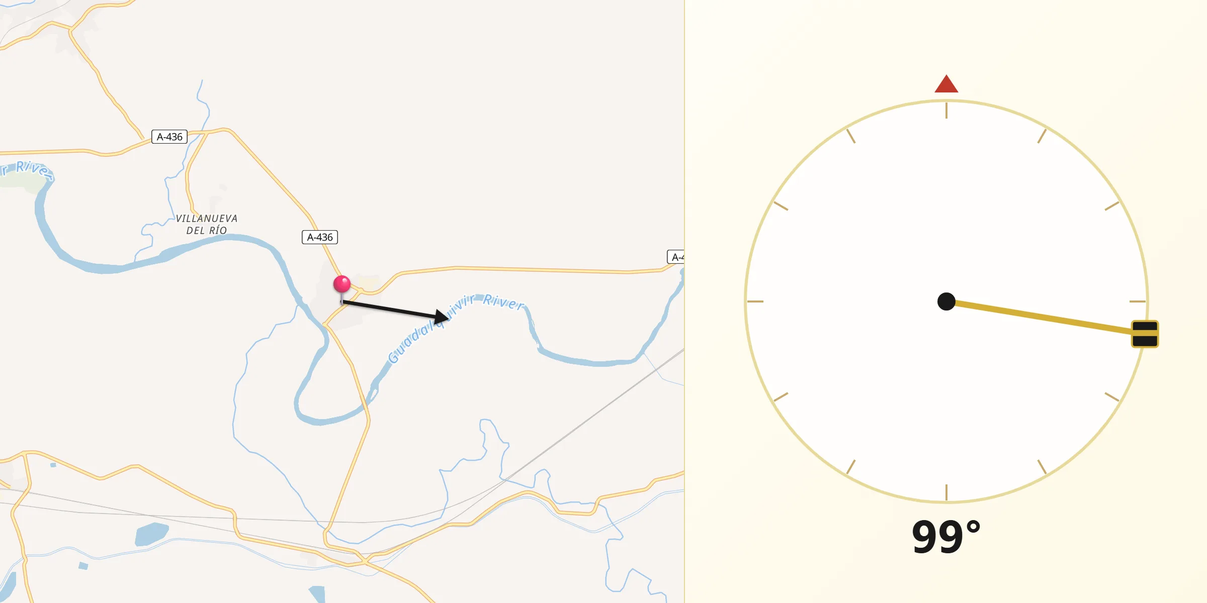 Dirección de la Qibla desde Alcolea del Río