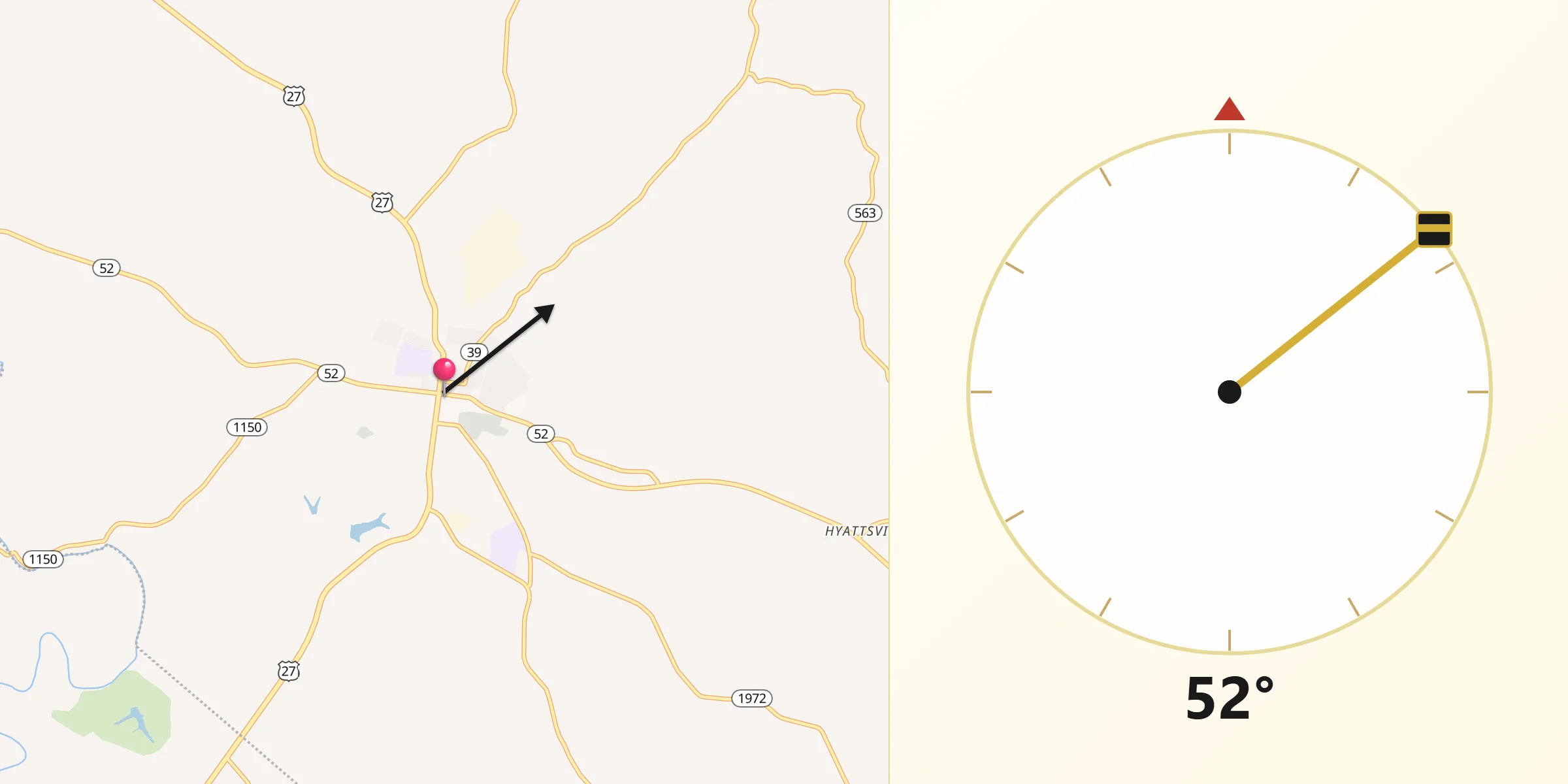 Dirección de la Qibla desde Lancaster