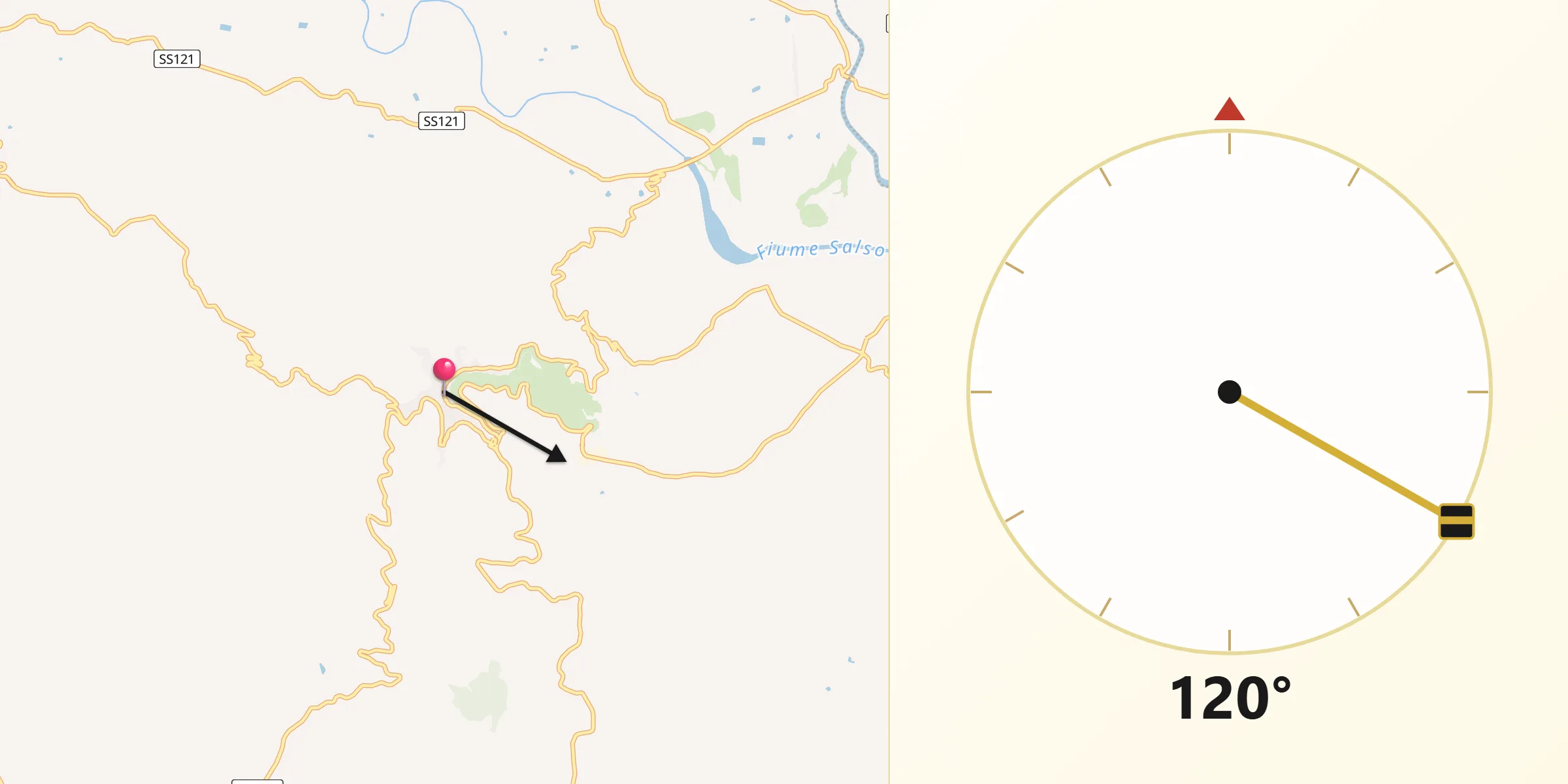 Direzione della Qibla da Centuripe