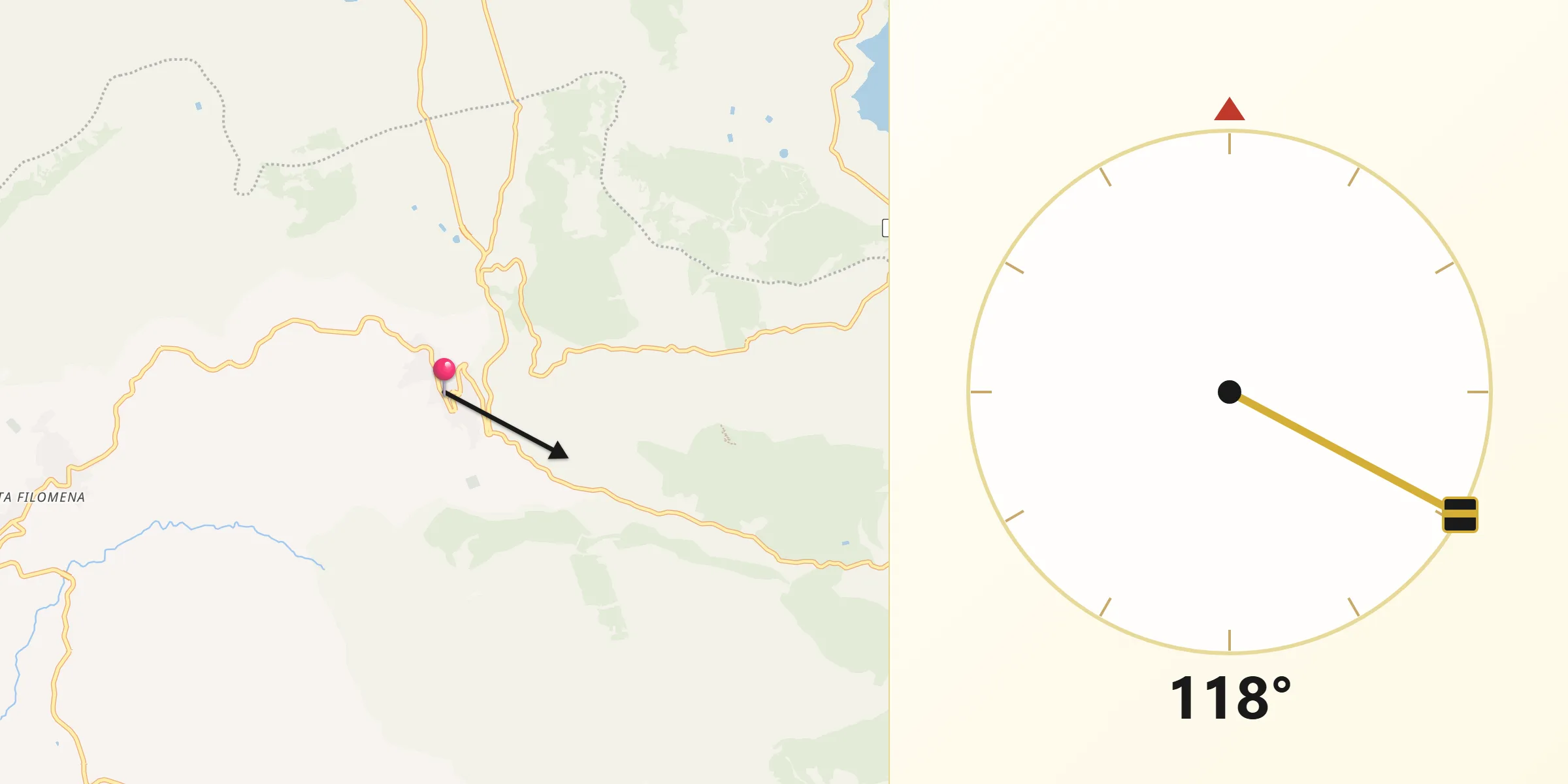 Direzione della Qibla da Santo Stefano Quisquina