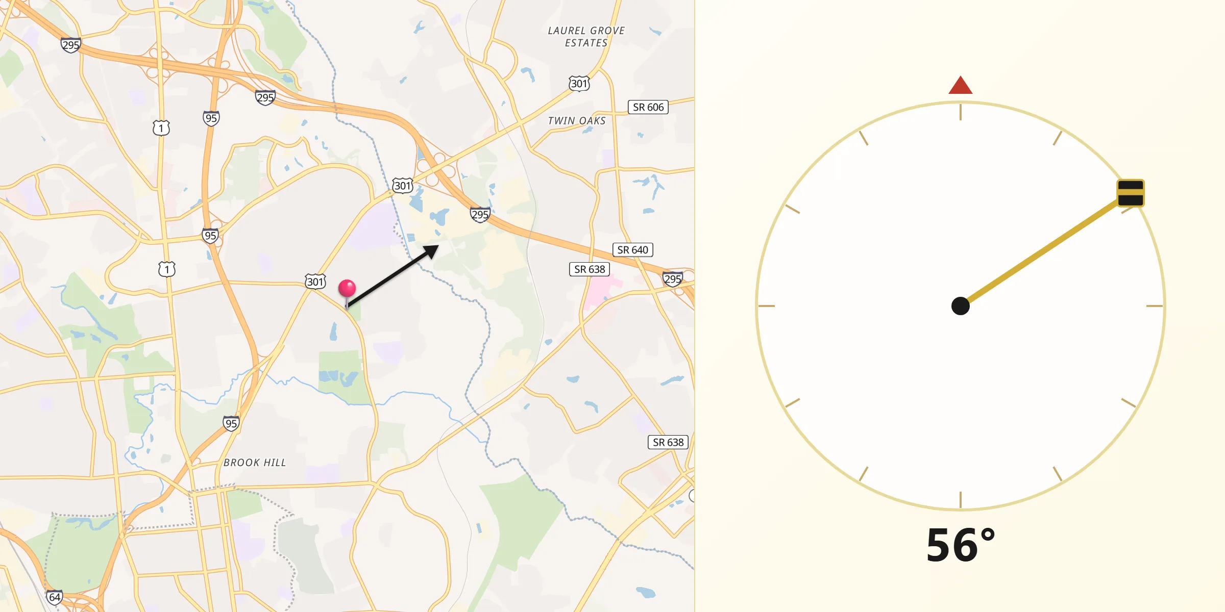 Qibla Direction from Chamberlayne