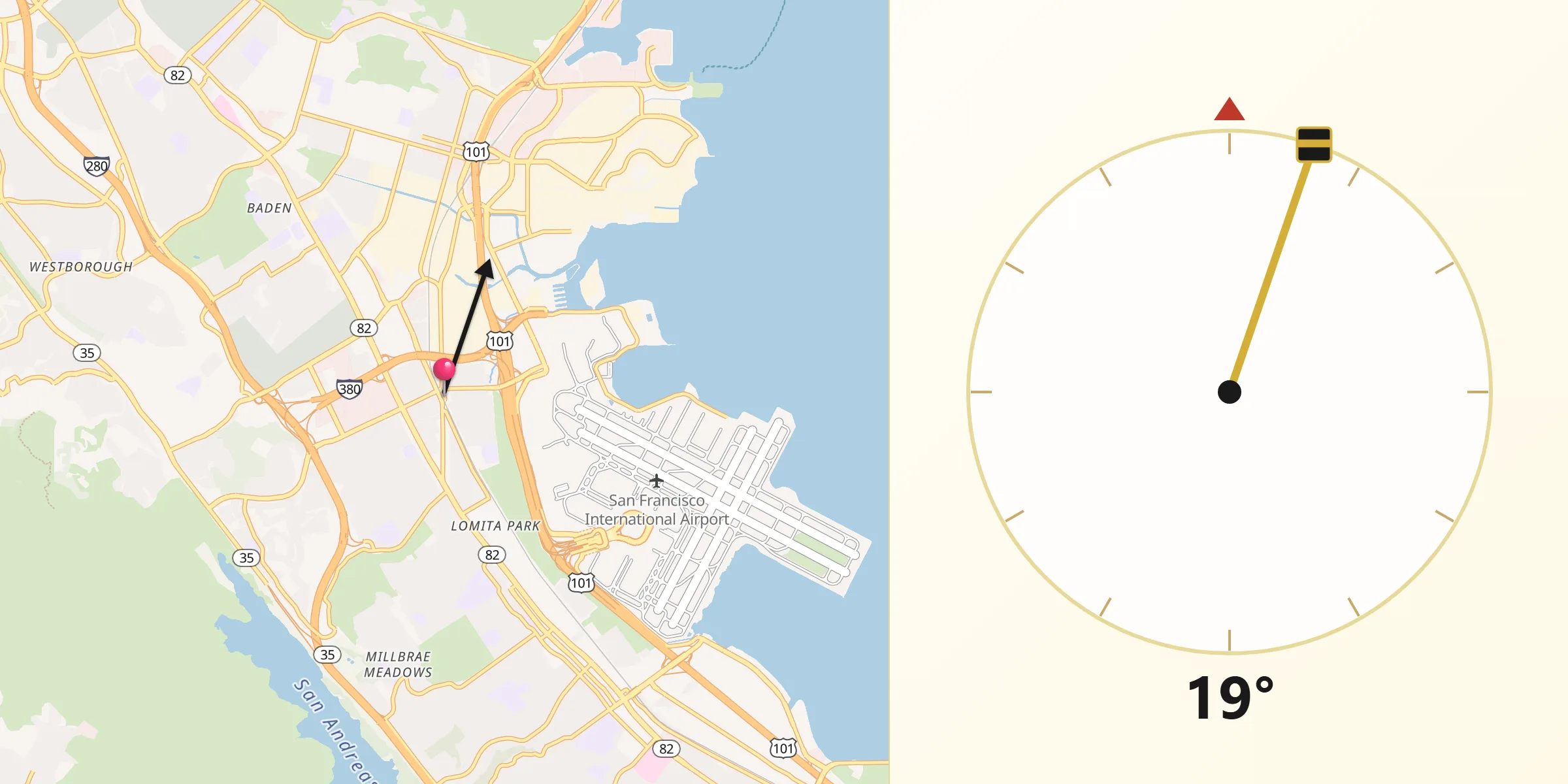 Qibla Direction from San Bruno