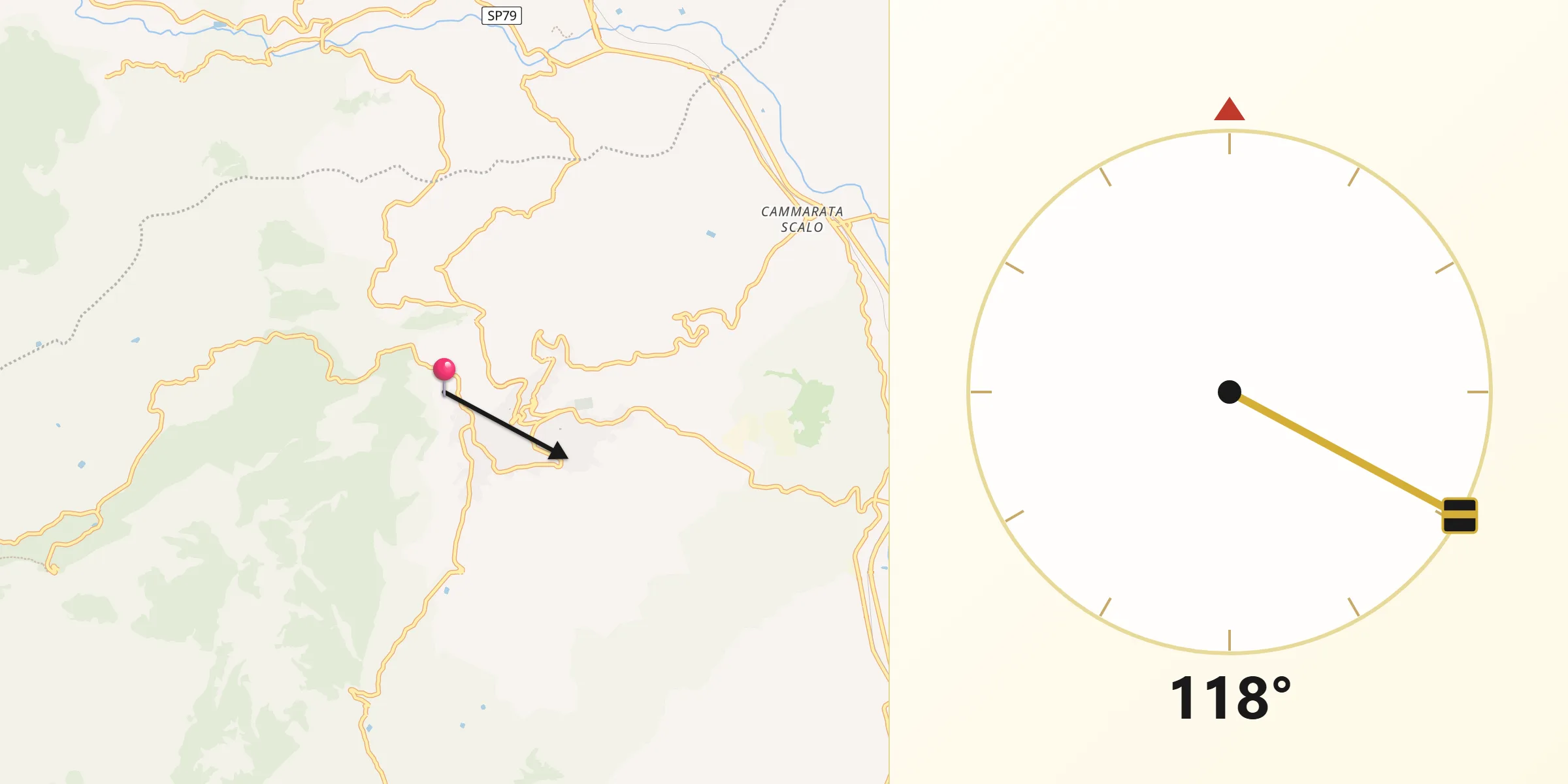 Direzione della Qibla da Cammarata