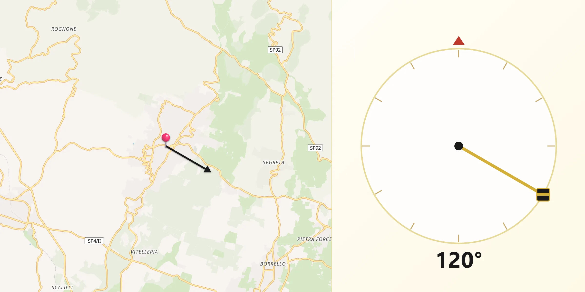 Direzione della Qibla da Ragalna