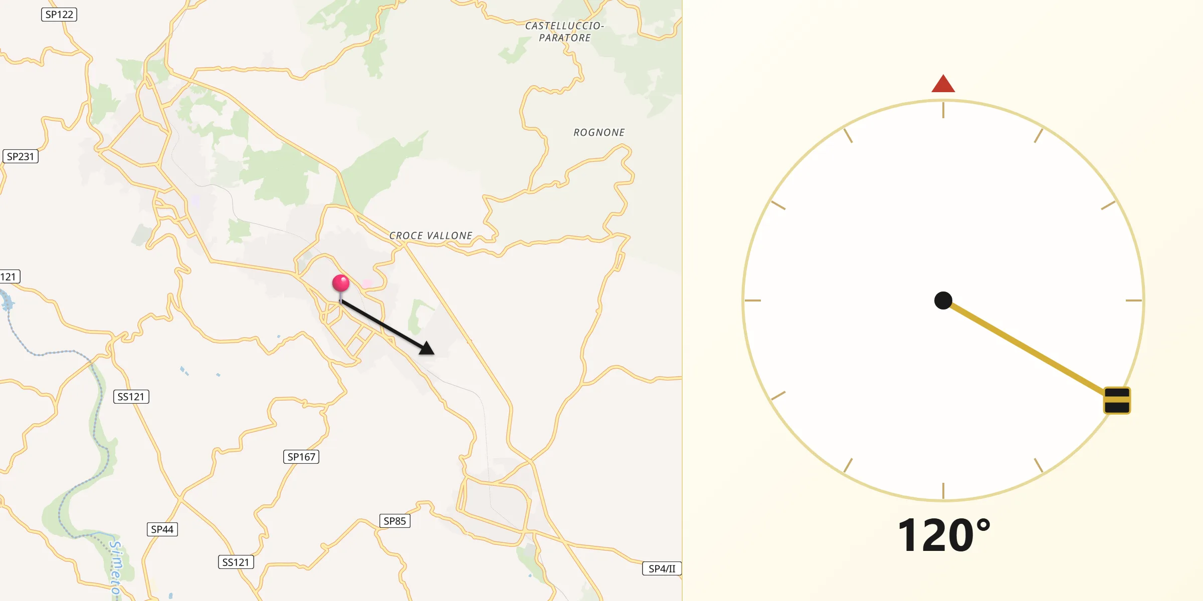 Direzione della Qibla da Biancavilla