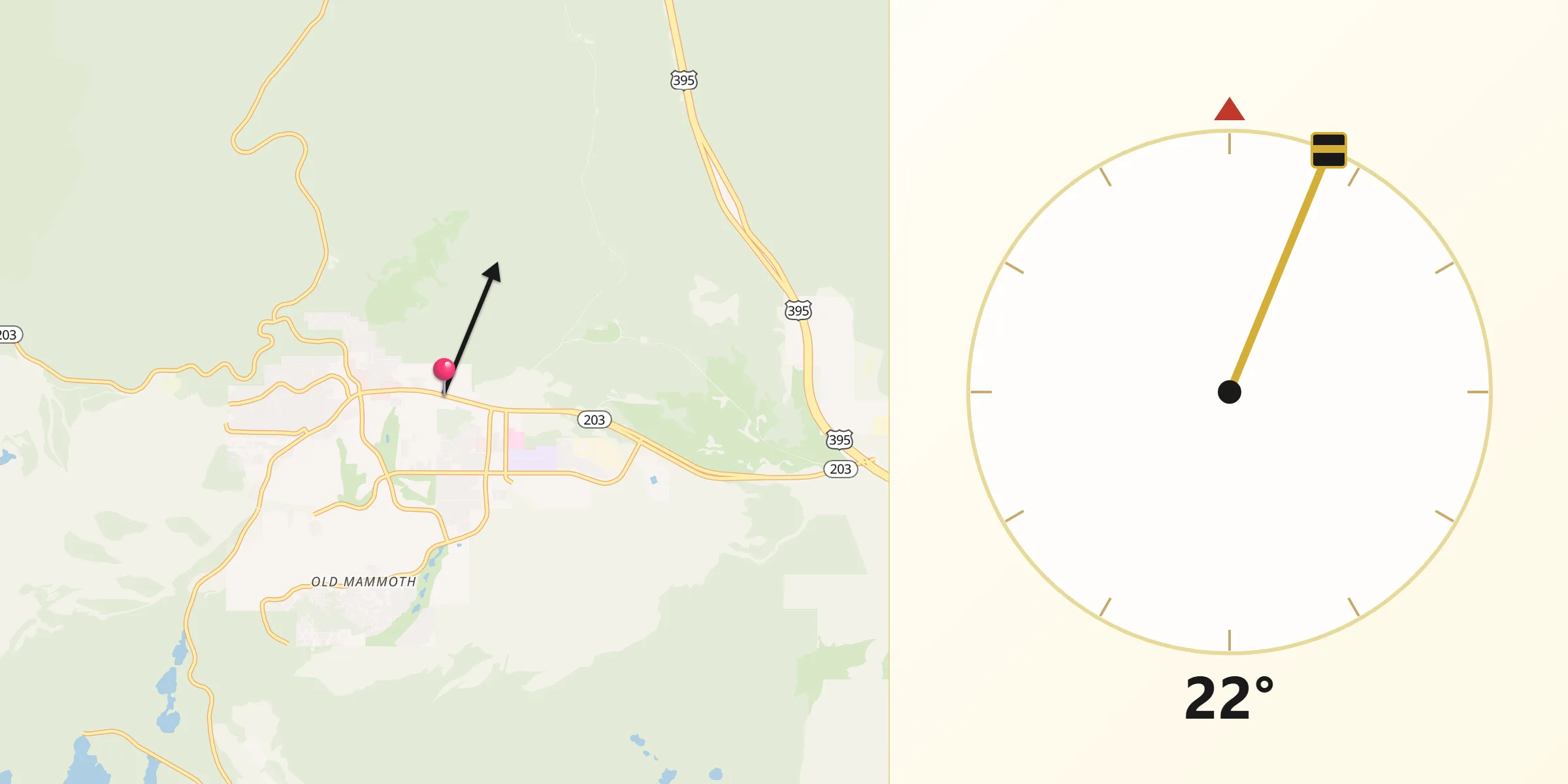 Qibla Direction from Mammoth Lakes