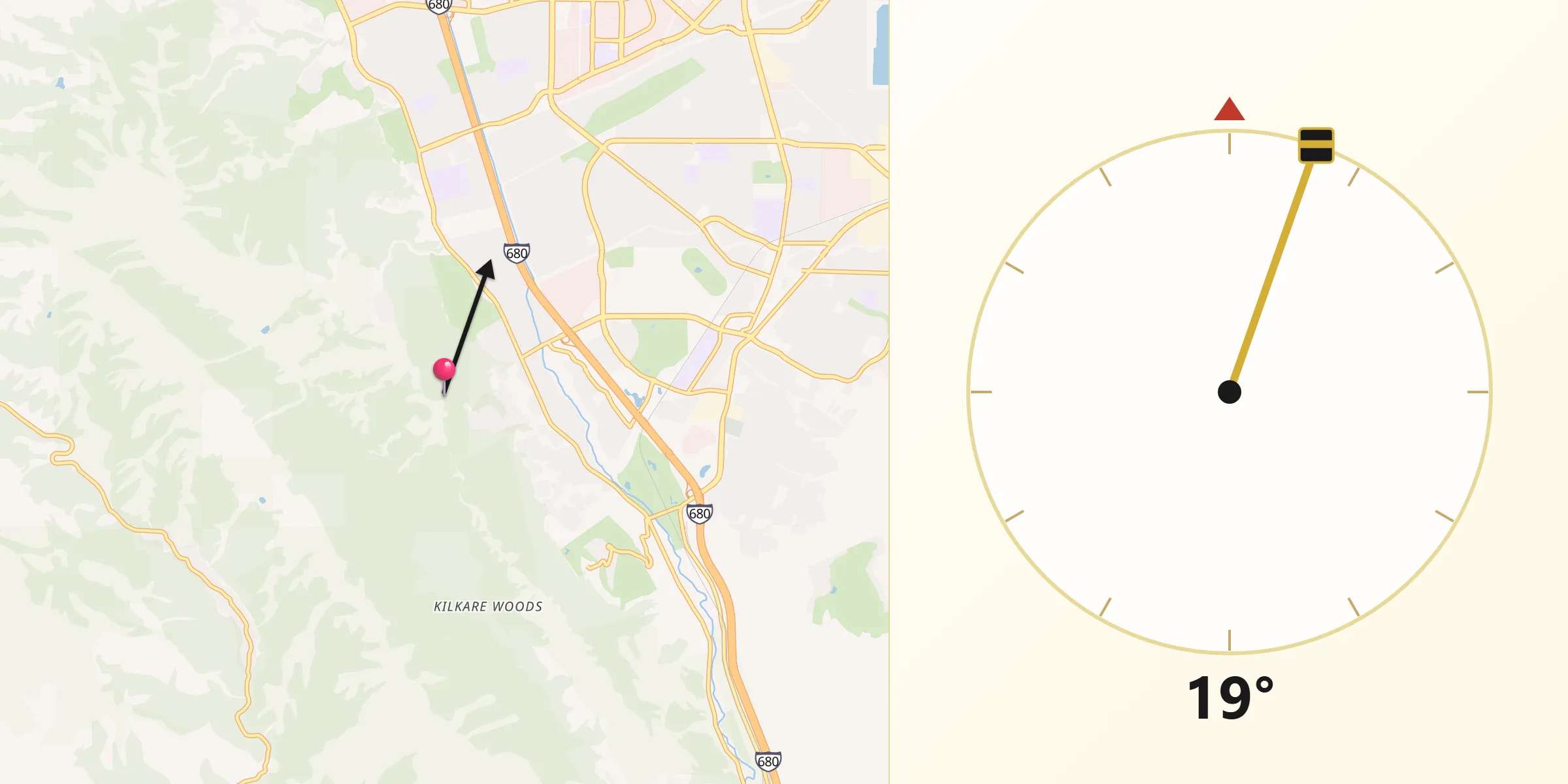 Qibla Direction from Alameda County