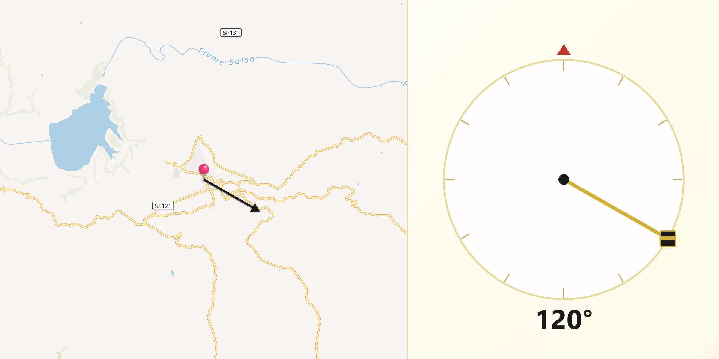 Direzione della Qibla da Regalbuto