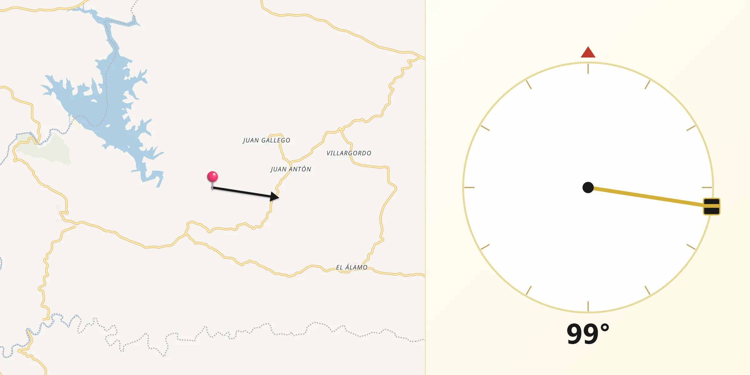 Dirección de la Qibla desde El Madroño