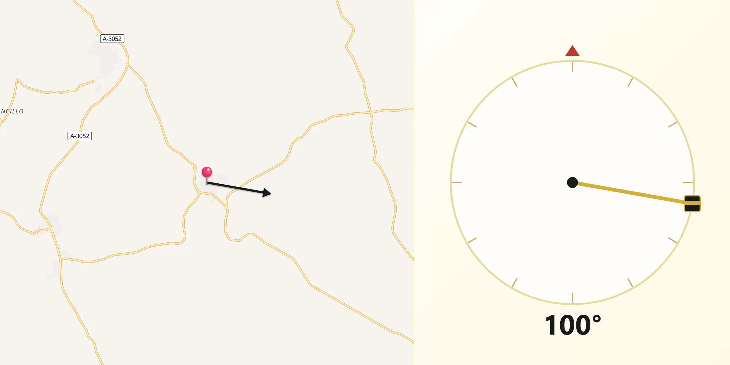 Dirección de la Qibla desde San Sebastián de los Ballesteros