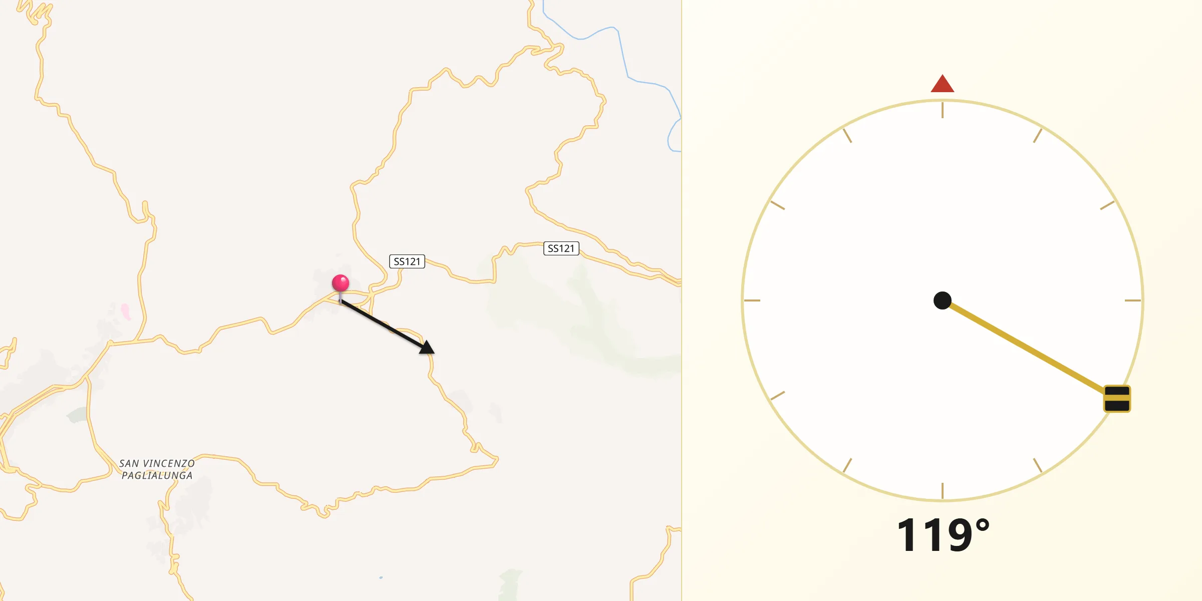 Direzione della Qibla da Nissoria