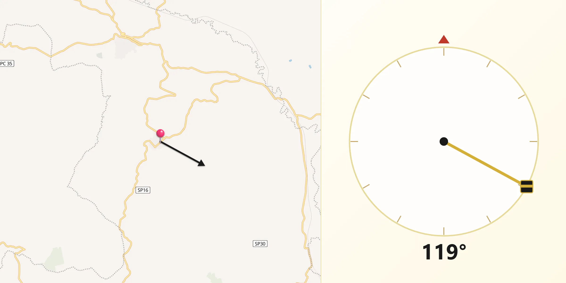 Direzione della Qibla da Villalba