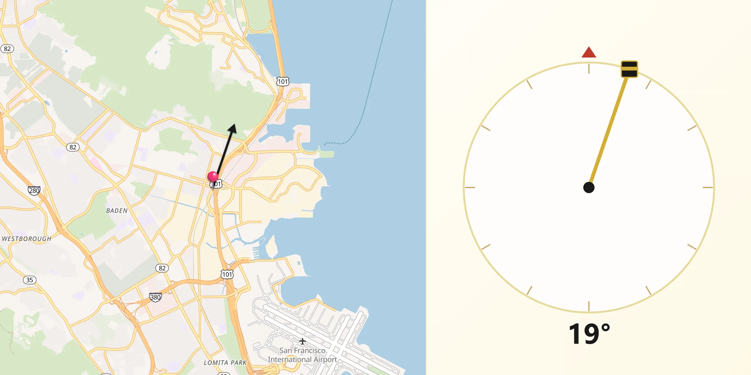 Qibla Direction from South San Francisco