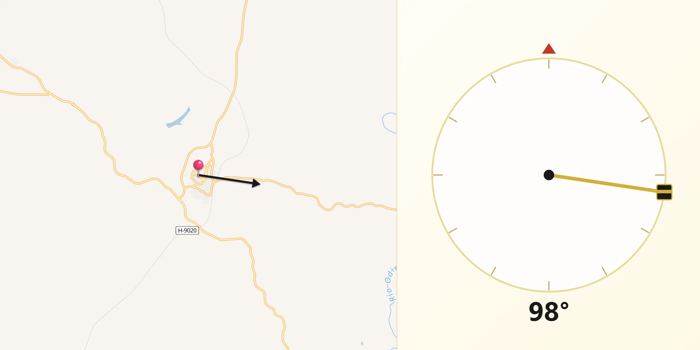 Dirección de la Qibla desde Calañas