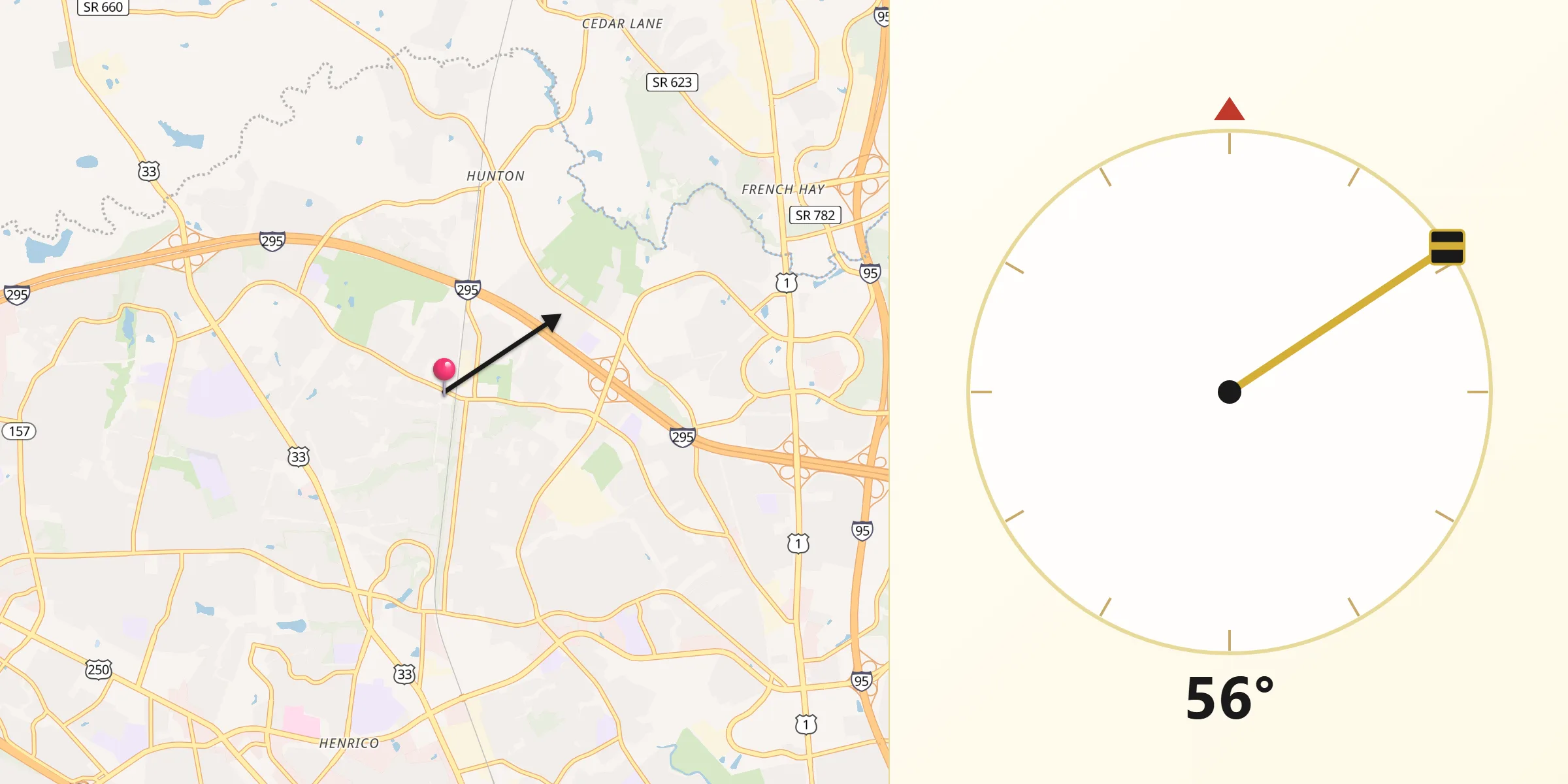 Qibla Direction from Glen Allen