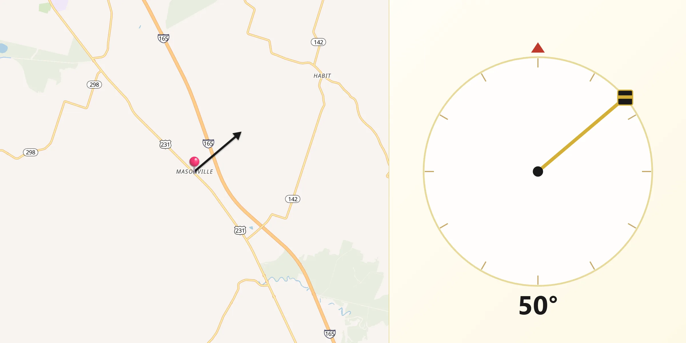 Qibla Direction from Masonville