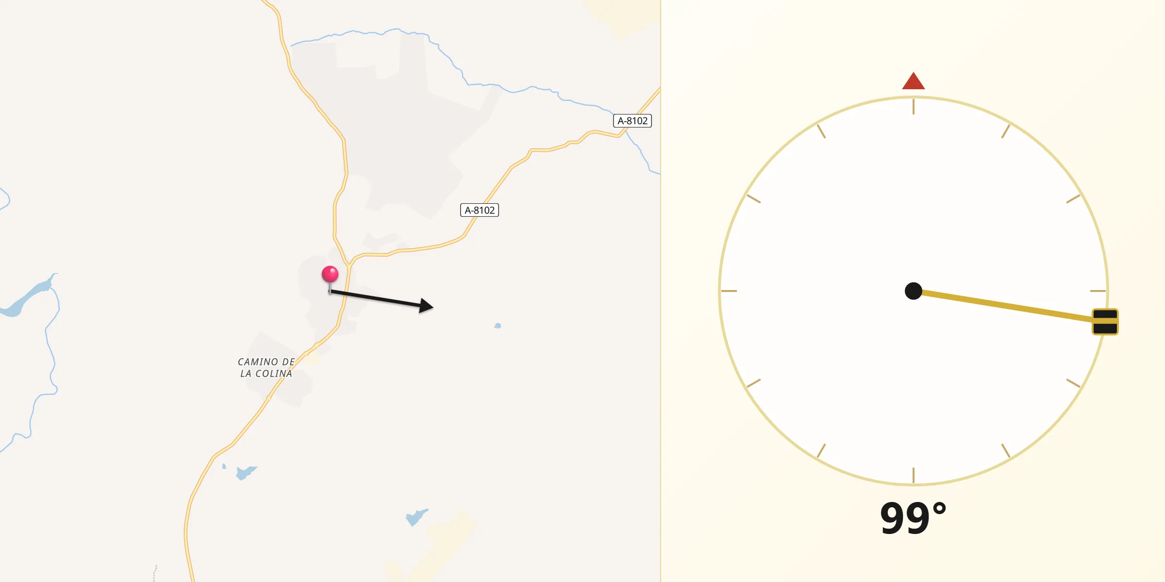 Dirección de la Qibla desde Castilblanco de los Arroyos