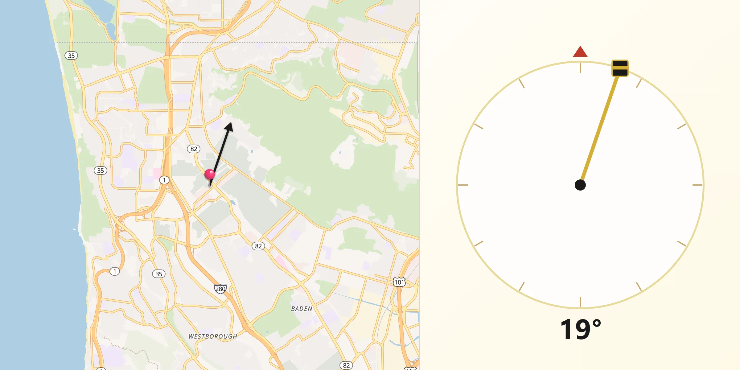Qibla Direction from Colma