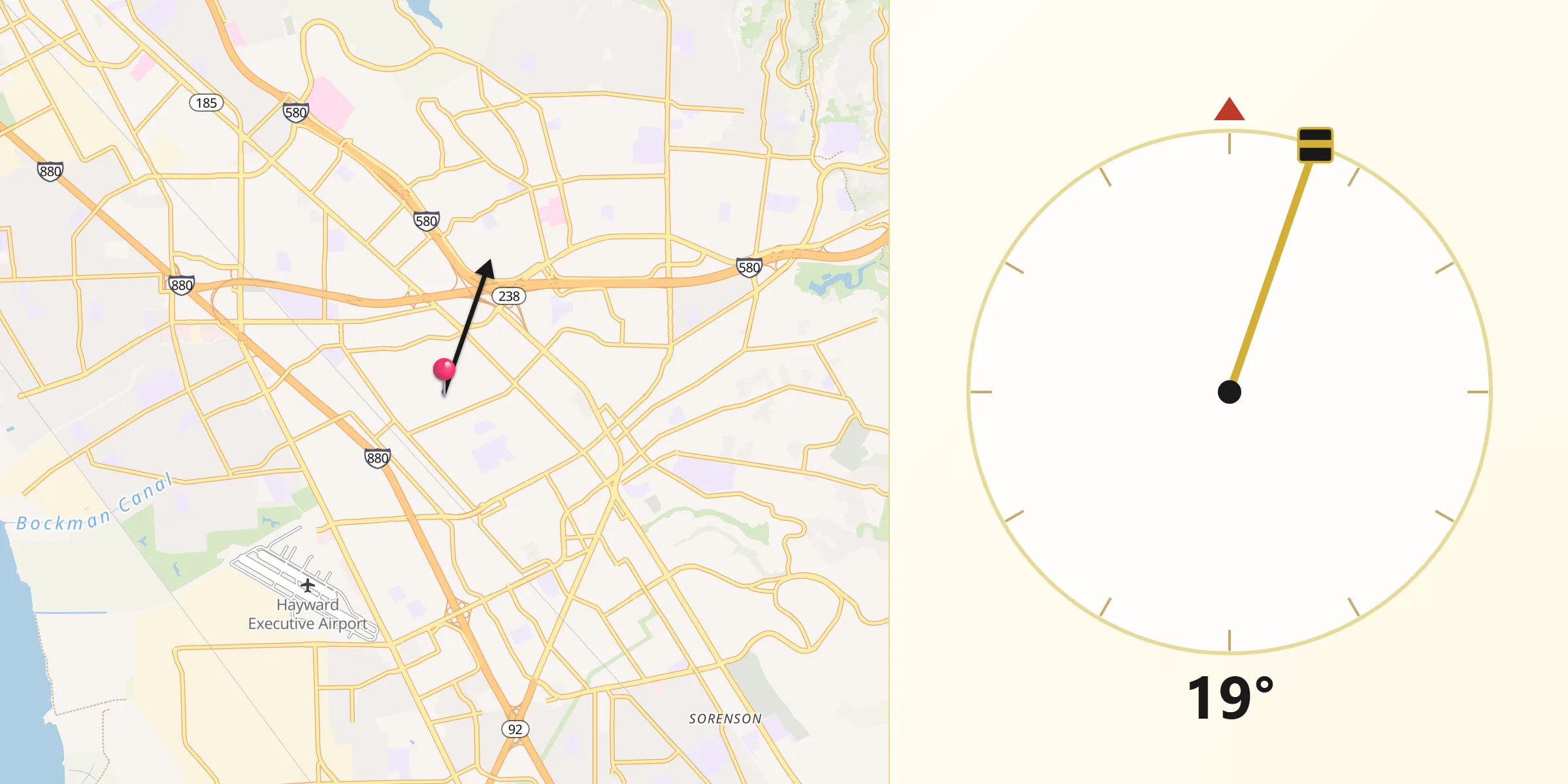 Qibla Direction from Cherryland