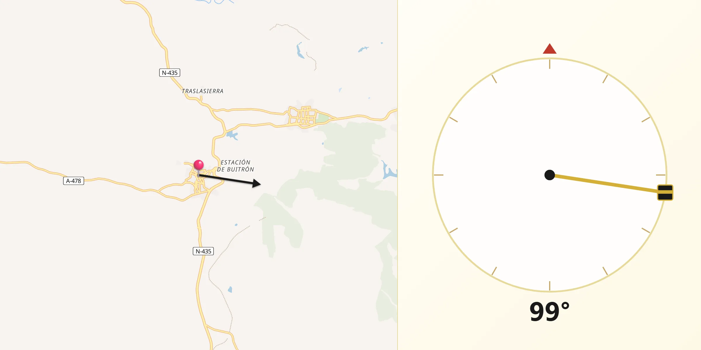 Dirección de la Qibla desde Zalamea la Real