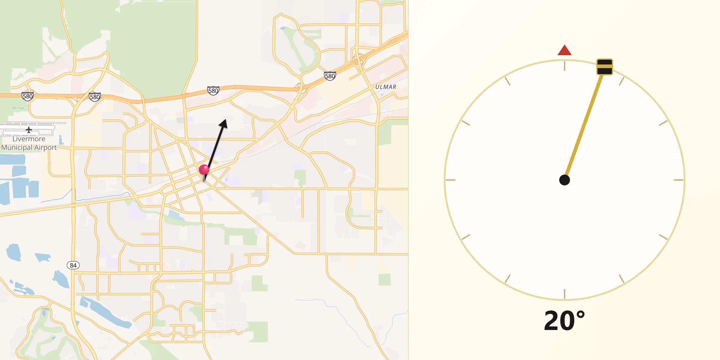 Qibla Direction from Livermore