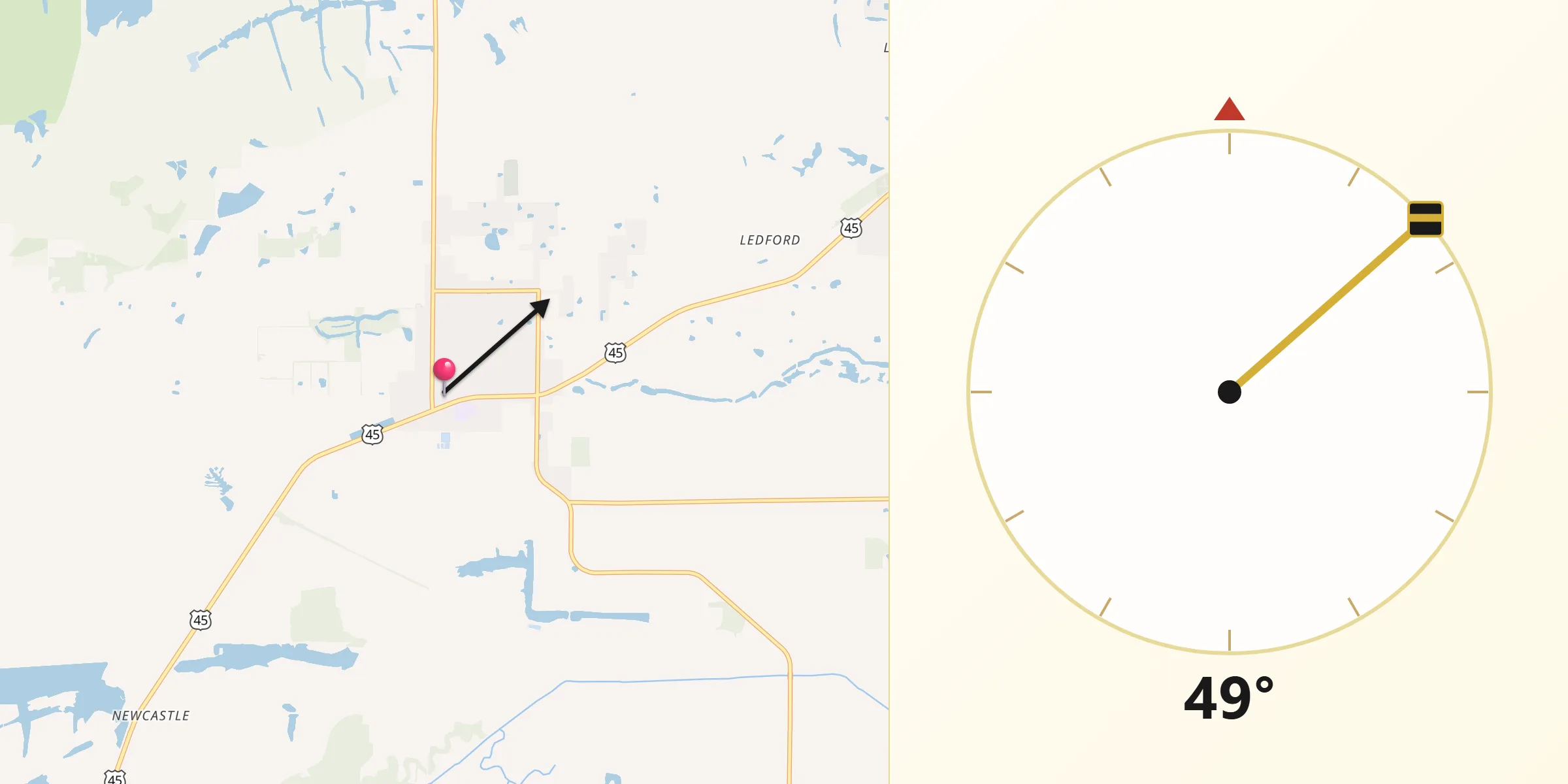 Qibla Direction from Carrier Mills