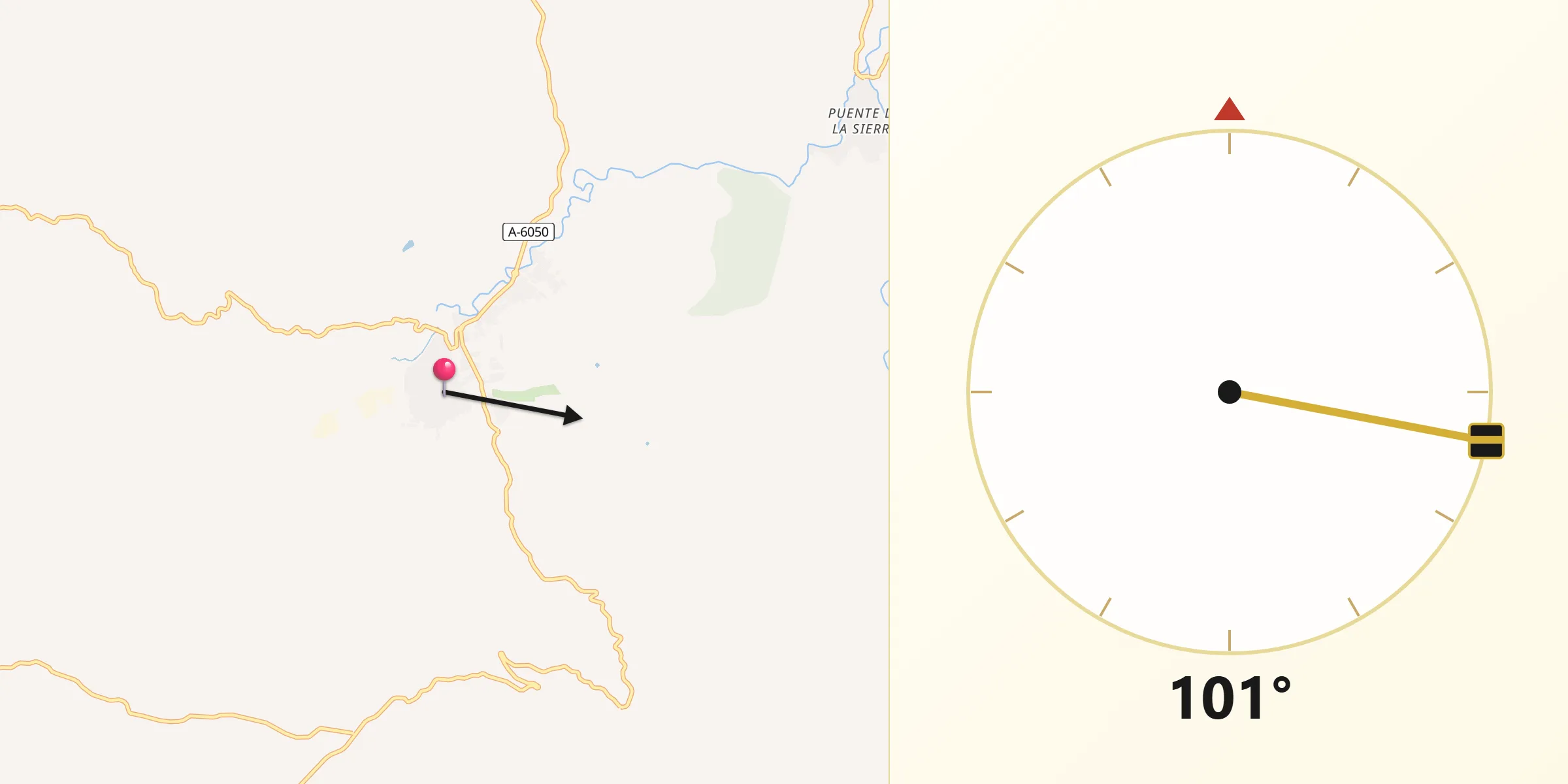 Dirección de la Qibla desde Villares Los