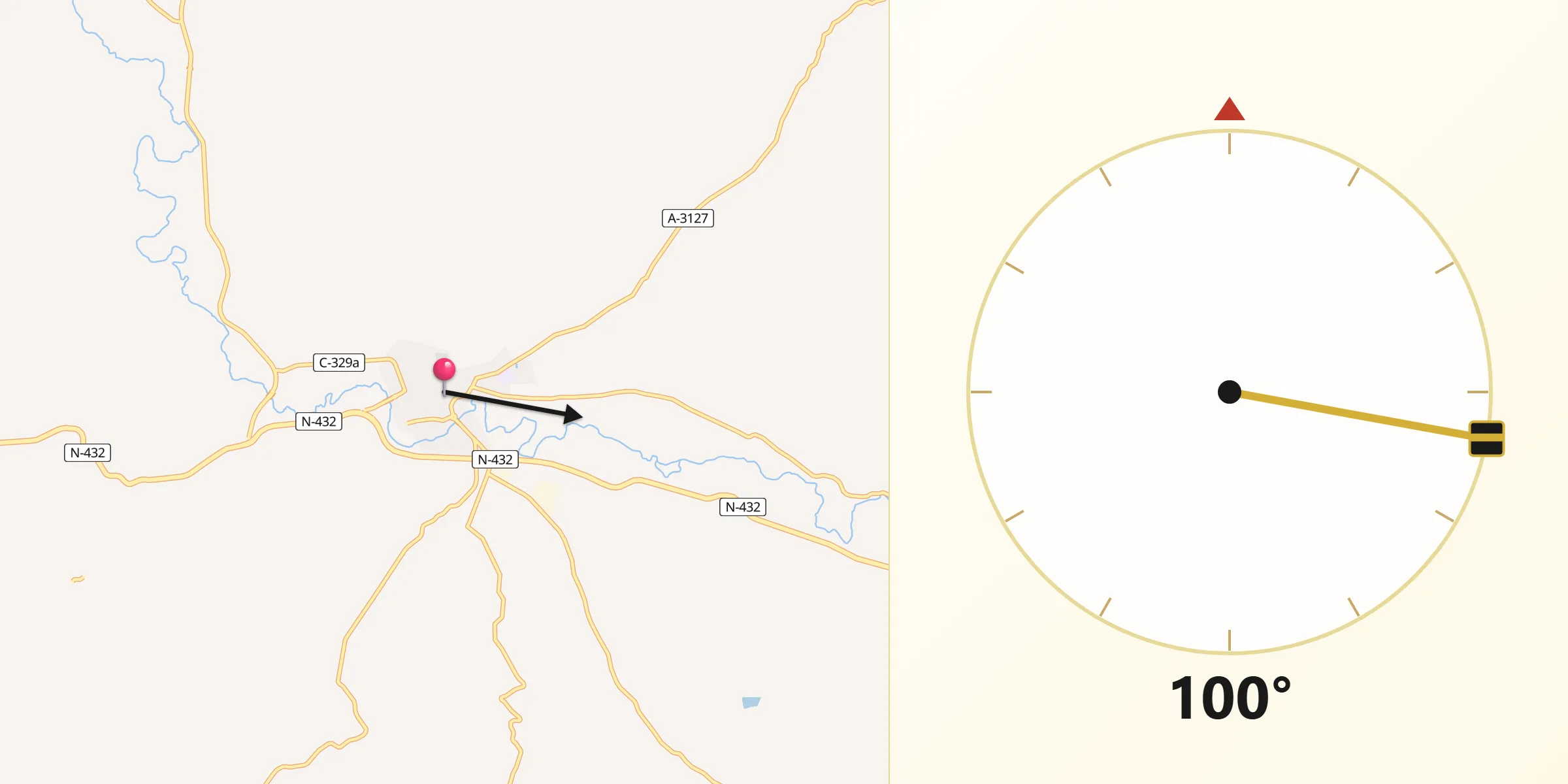Dirección de la Qibla desde Castro del Río